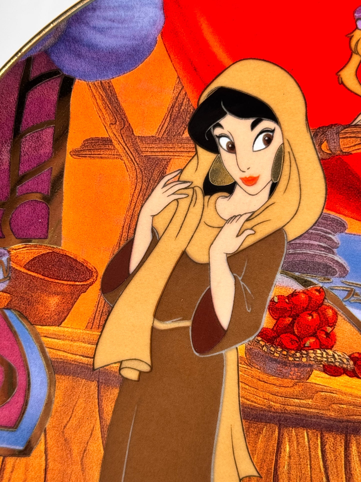 Aladdin-collectors plate-the Bradford exchange-Aladdin in love -plate number 2324A -Disney-gold trim
