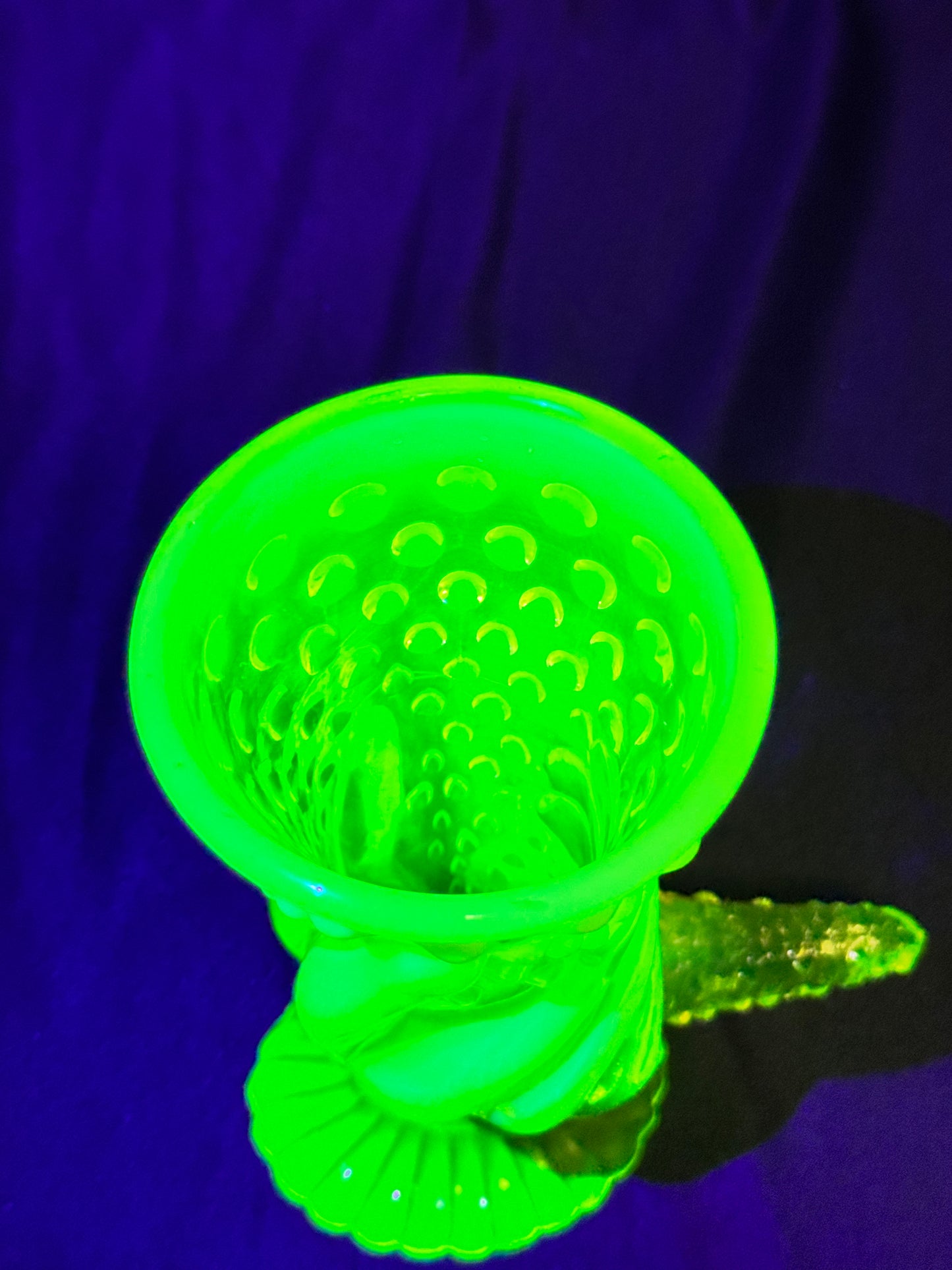 Uranium Rare vintage Fenton Topaz opalescent hobnail hand vase