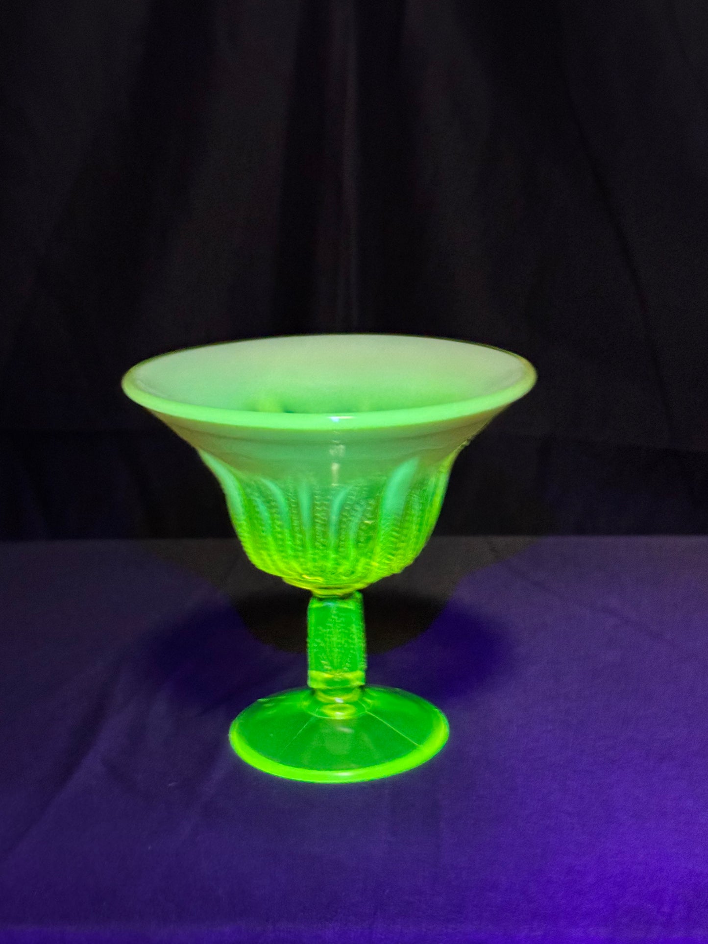 Uranium- Fenton- Cactus - 5.5” Compote - Topaz Opalescent - footed