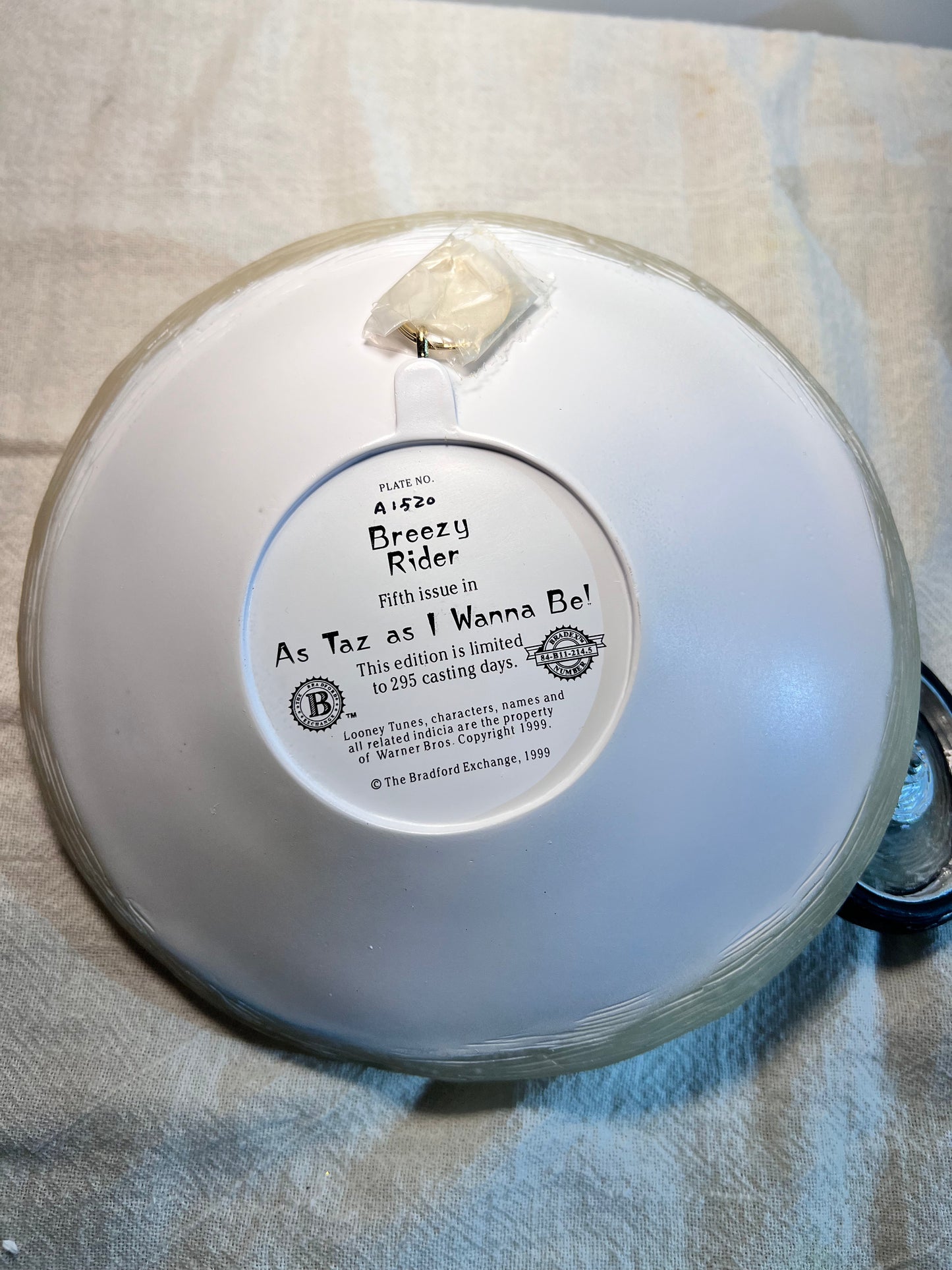 Breezy Rider- 5 1/2” Plate - 5th issue in As Taz I Wanna Be! - Bradford Exchange- Looney Tunes- Warner Brothers- 3D - #A1520