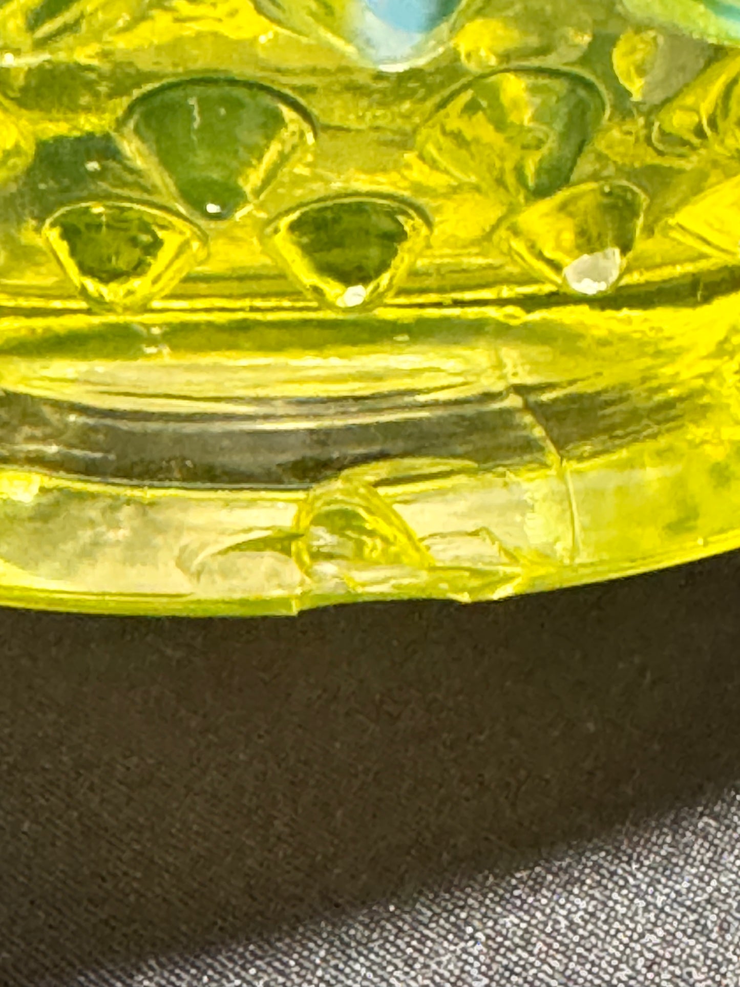 Uranium-Fenton- hobnail- Ruffled Bowl - Topaz opalescent