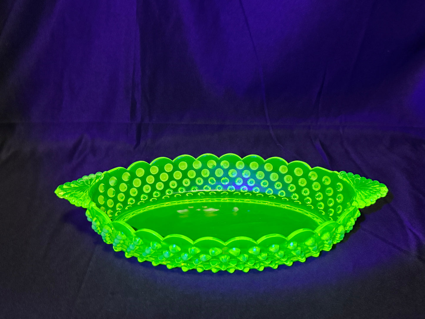 Uranium- Fenton- Hobnail- Oval Serving Dish- Topaz Opalescent