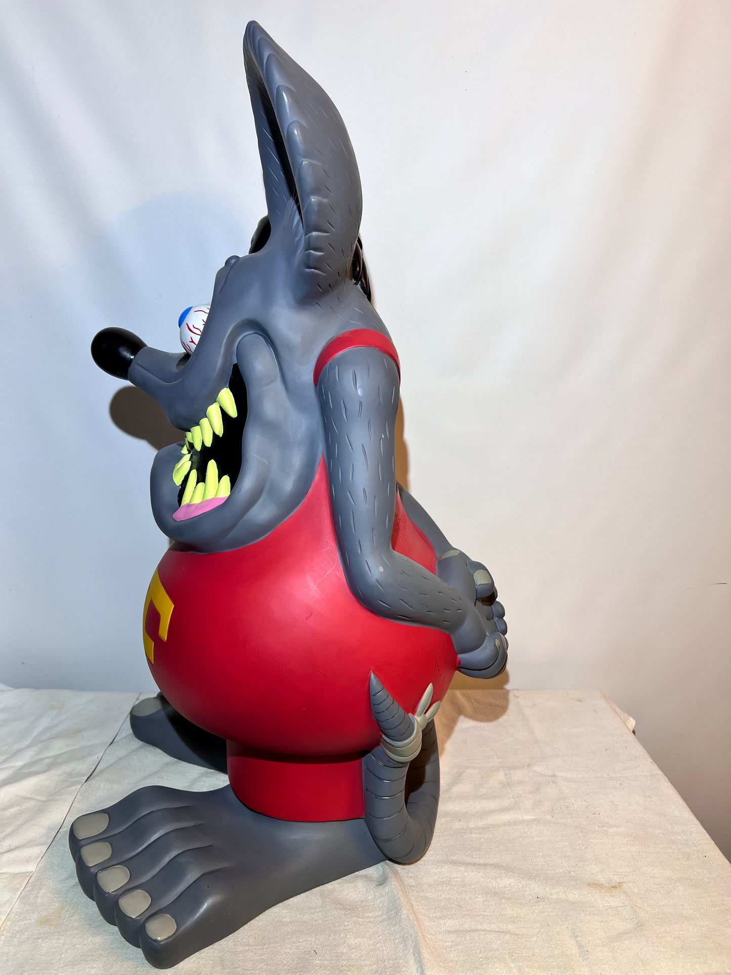 Rat Fink - 24” Bank - 2005 Funko Pop - Ed “Big Daddy” Roth - gray, red and yellow