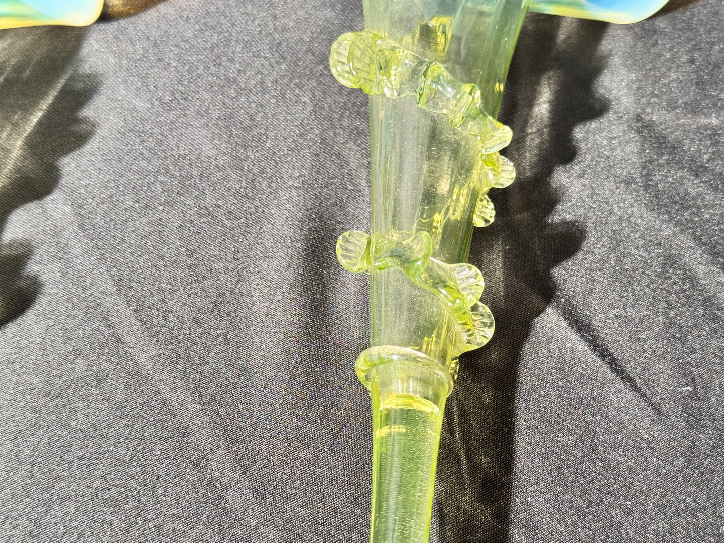 Uranium-Victorian Epergne Tulip horns - set of 4 - Vaseline opalescent