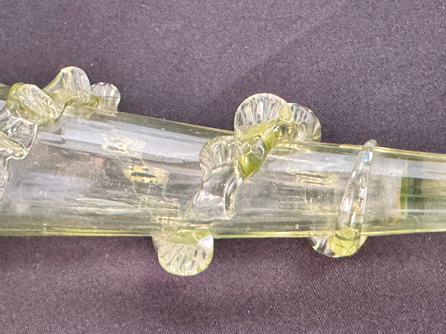 Uranium-Victorian Epergne Tulip horns - set of 4 - Vaseline opalescent