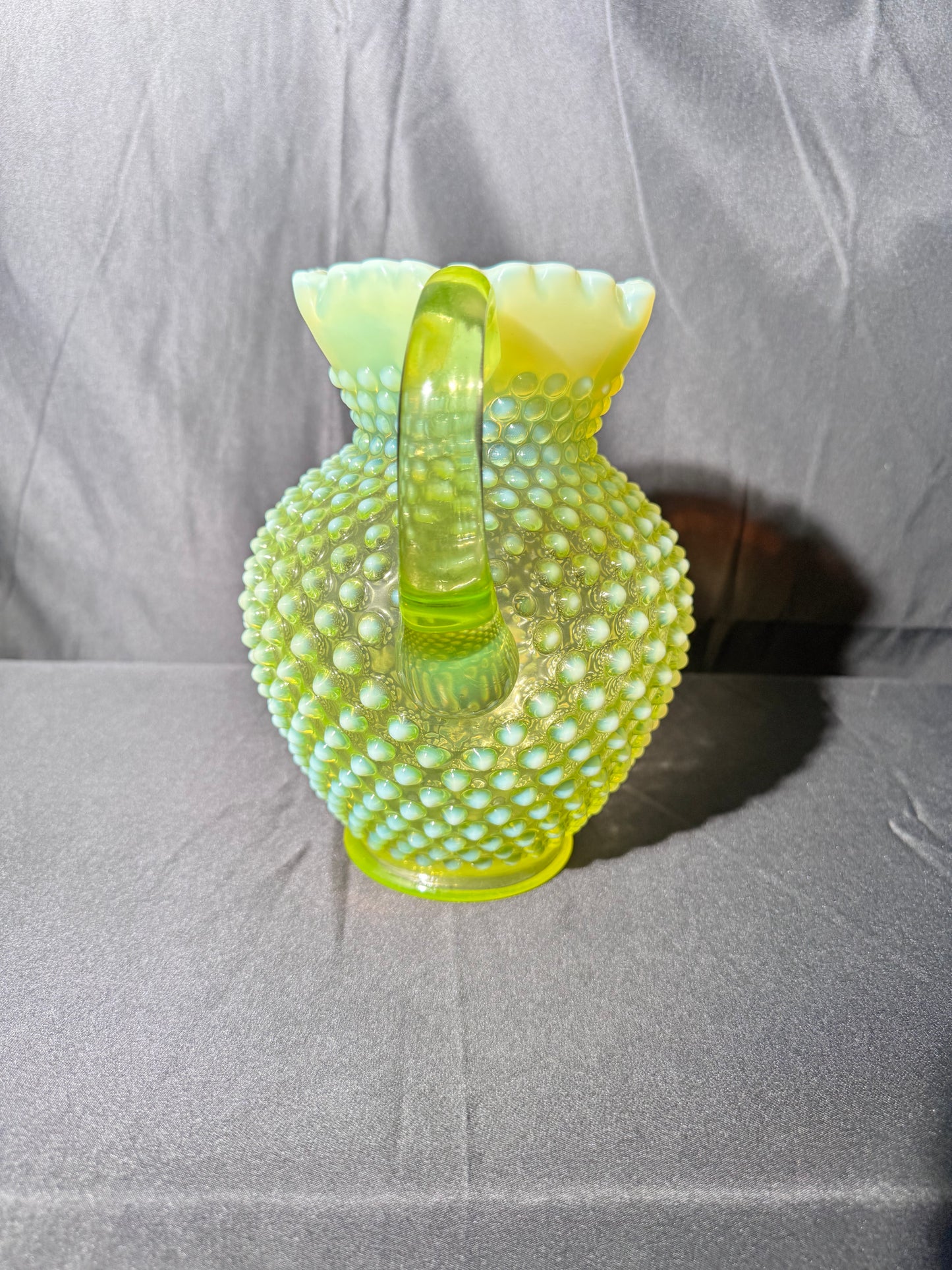 Uranium- Fenton- Hobnail- Pitcher-Topaz Opalescent - no chips no cracks