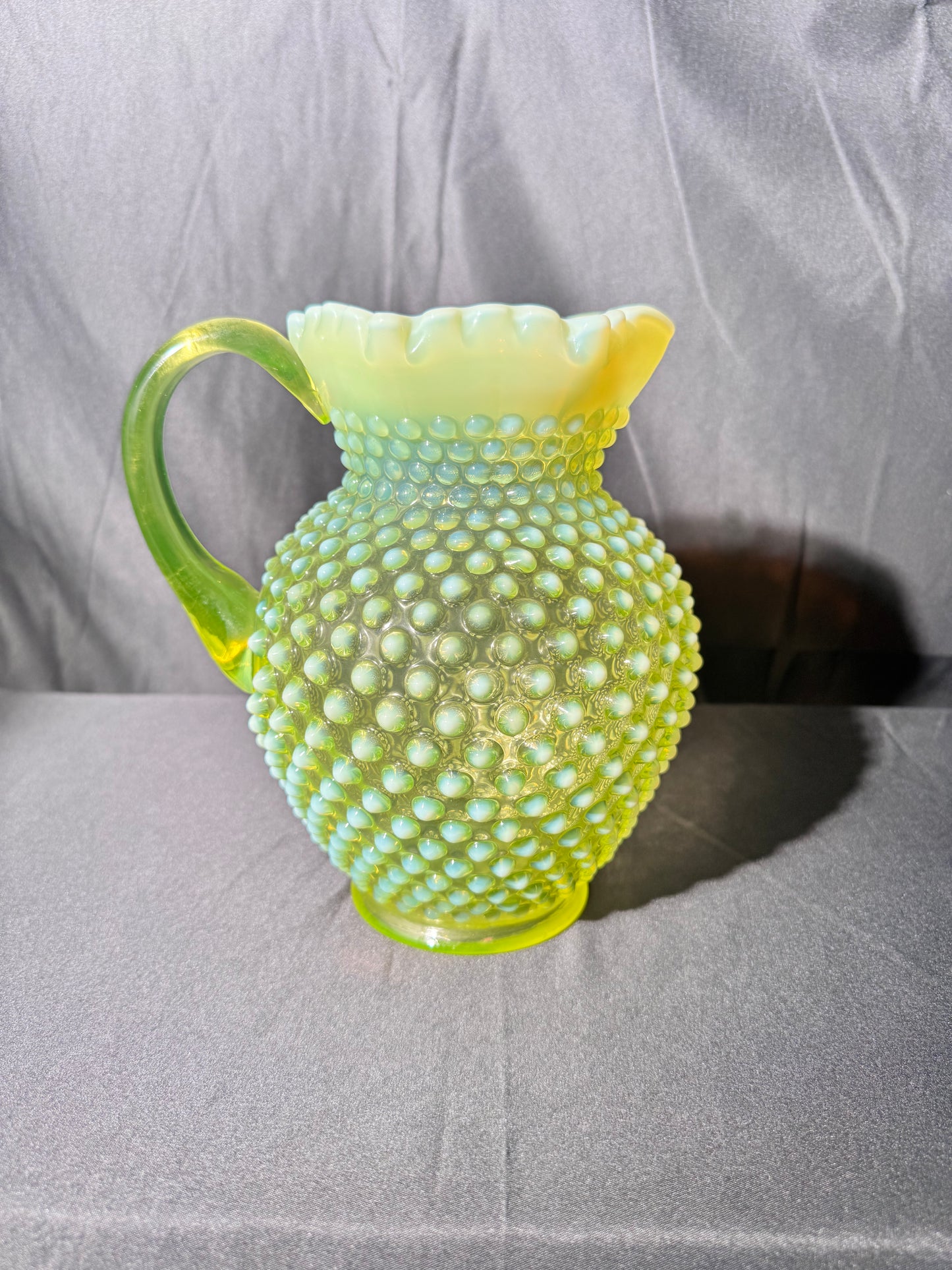 Uranium- Fenton- Hobnail- Pitcher-Topaz Opalescent - no chips no cracks