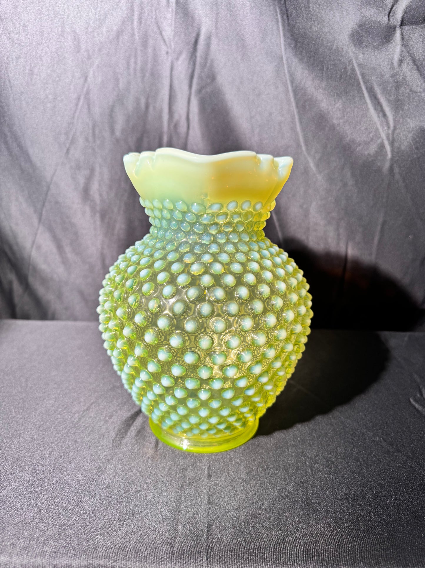 Uranium- Fenton- Hobnail- Pitcher-Topaz Opalescent - no chips no cracks