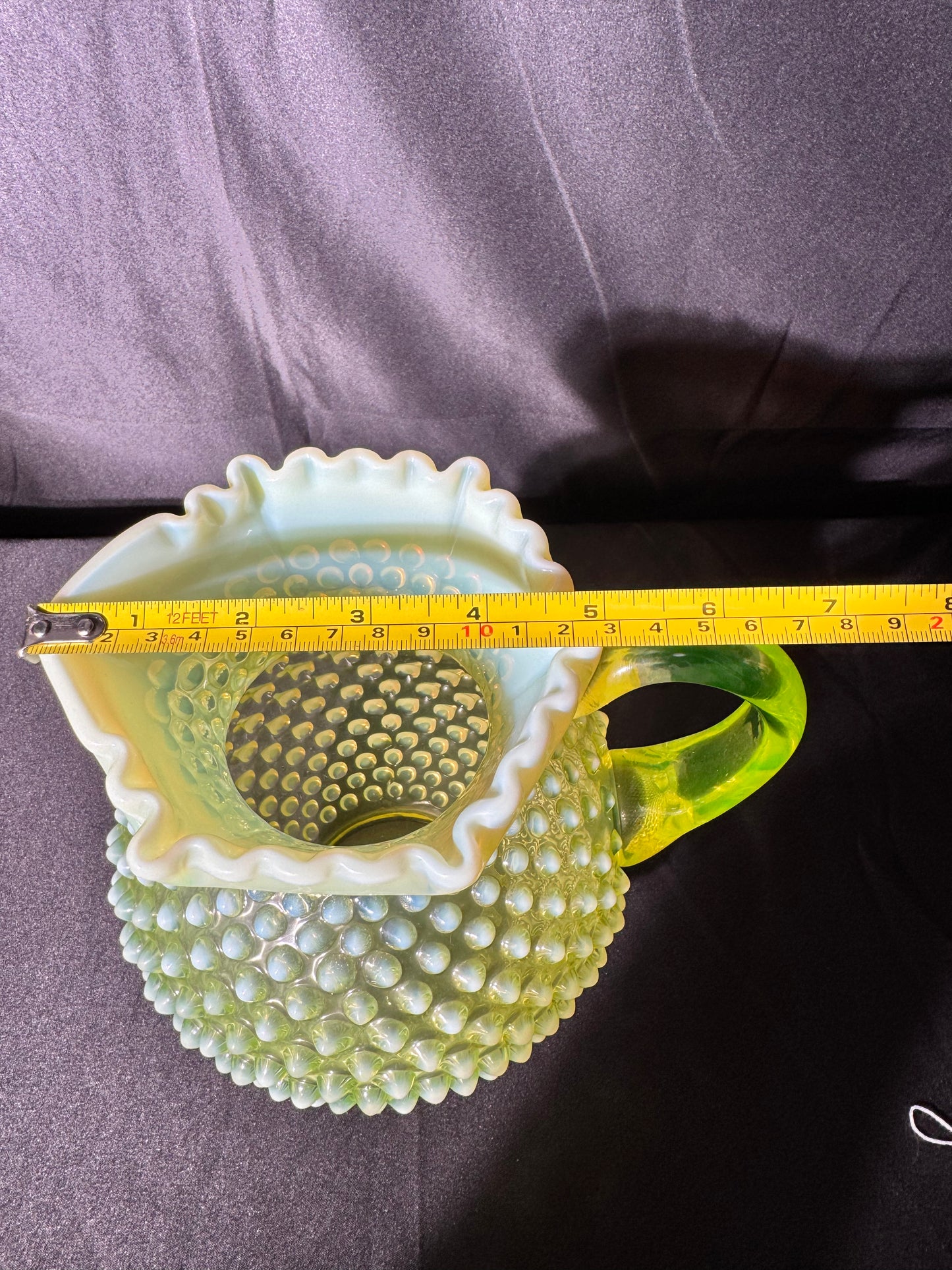 Uranium- Fenton- Hobnail- Pitcher-Topaz Opalescent - no chips no cracks