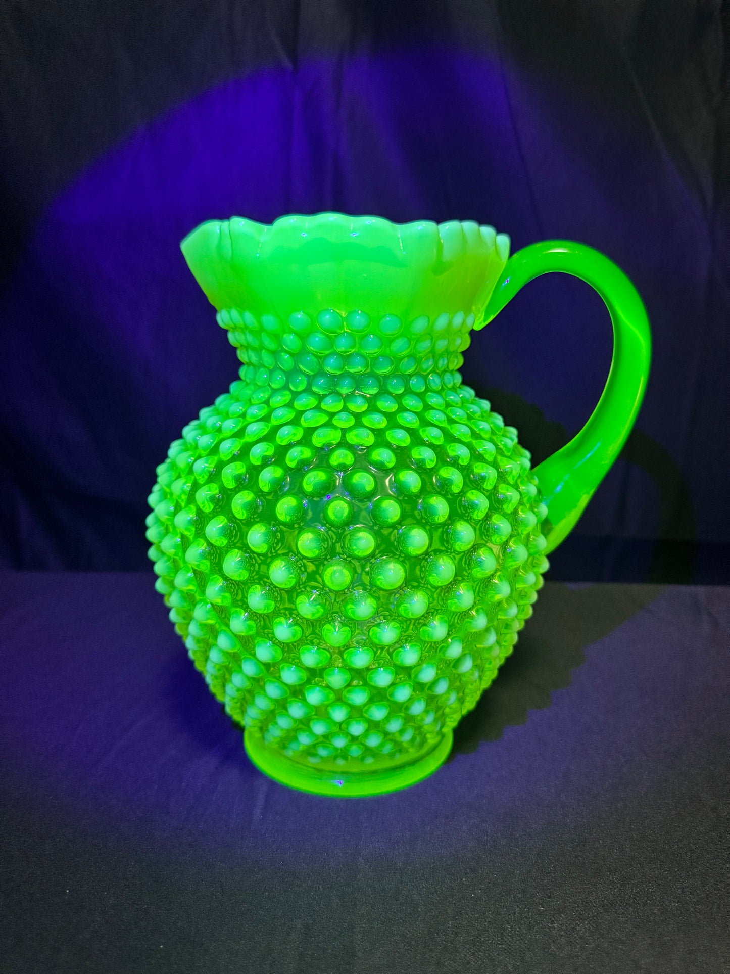 Uranium- Fenton- Hobnail- Pitcher-Topaz Opalescent - no chips no cracks