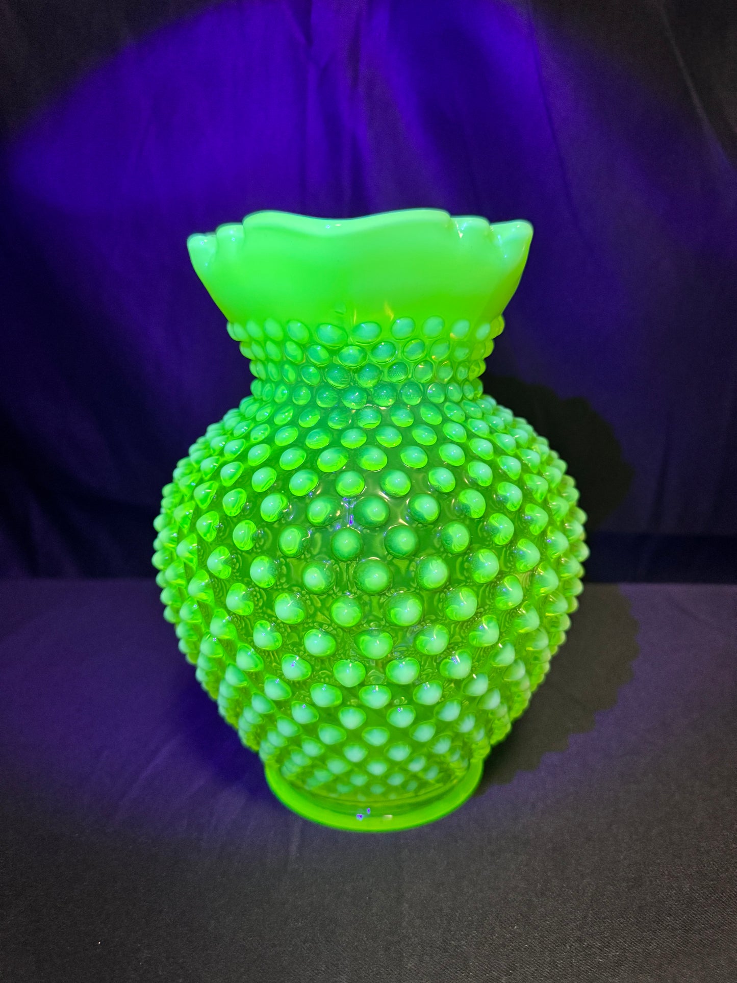 Uranium- Fenton- Hobnail- Pitcher-Topaz Opalescent - no chips no cracks
