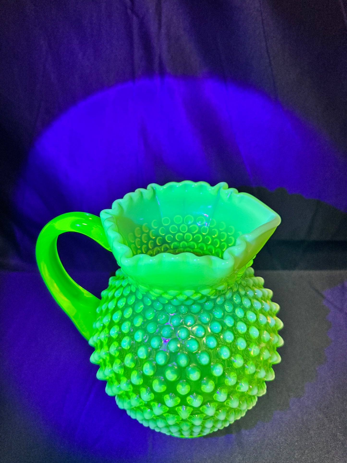 Uranium- Fenton- Hobnail- Pitcher-Topaz Opalescent - no chips no cracks