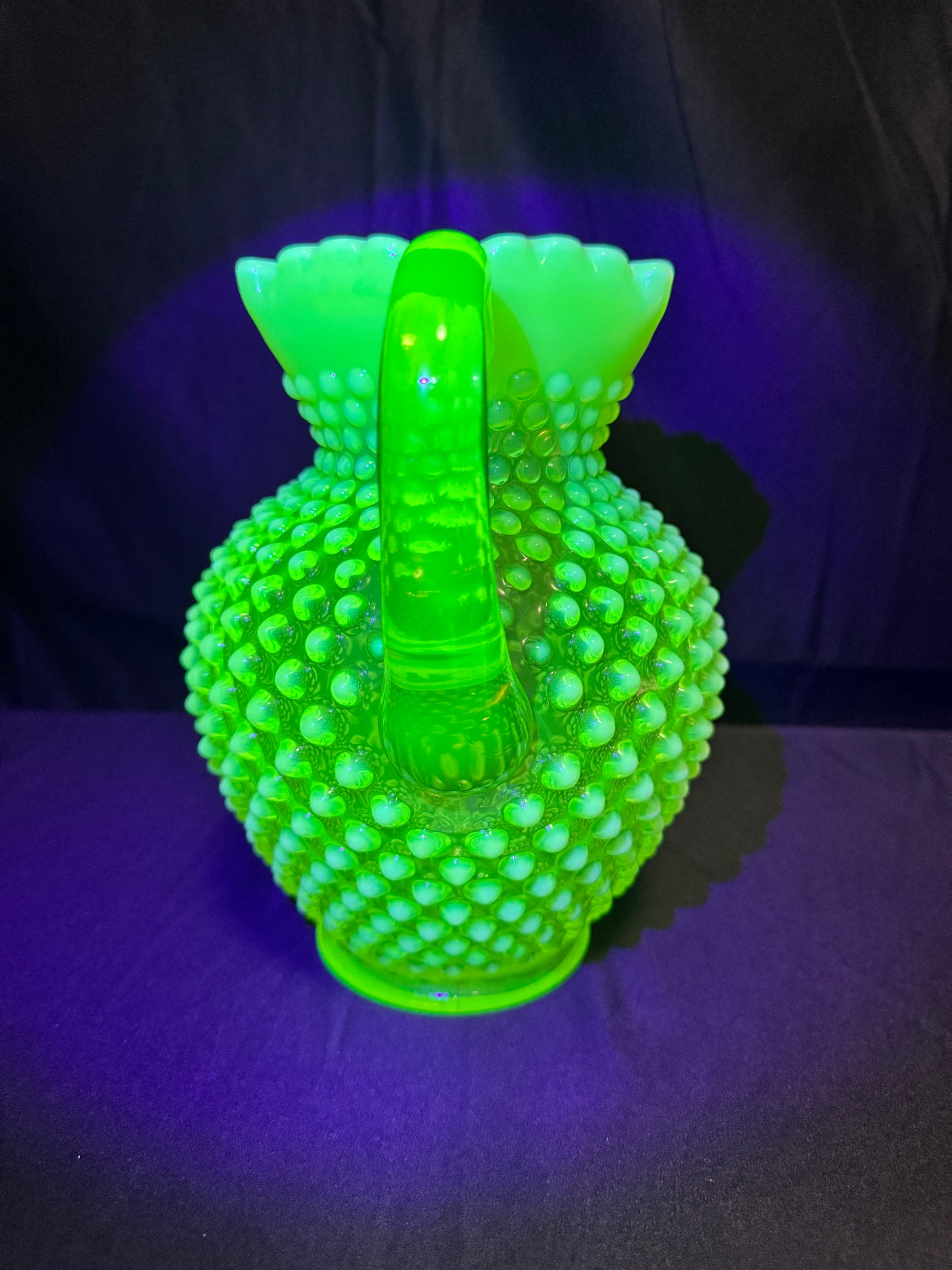 Uranium- Fenton- Hobnail- Pitcher-Topaz Opalescent - no chips no cracks