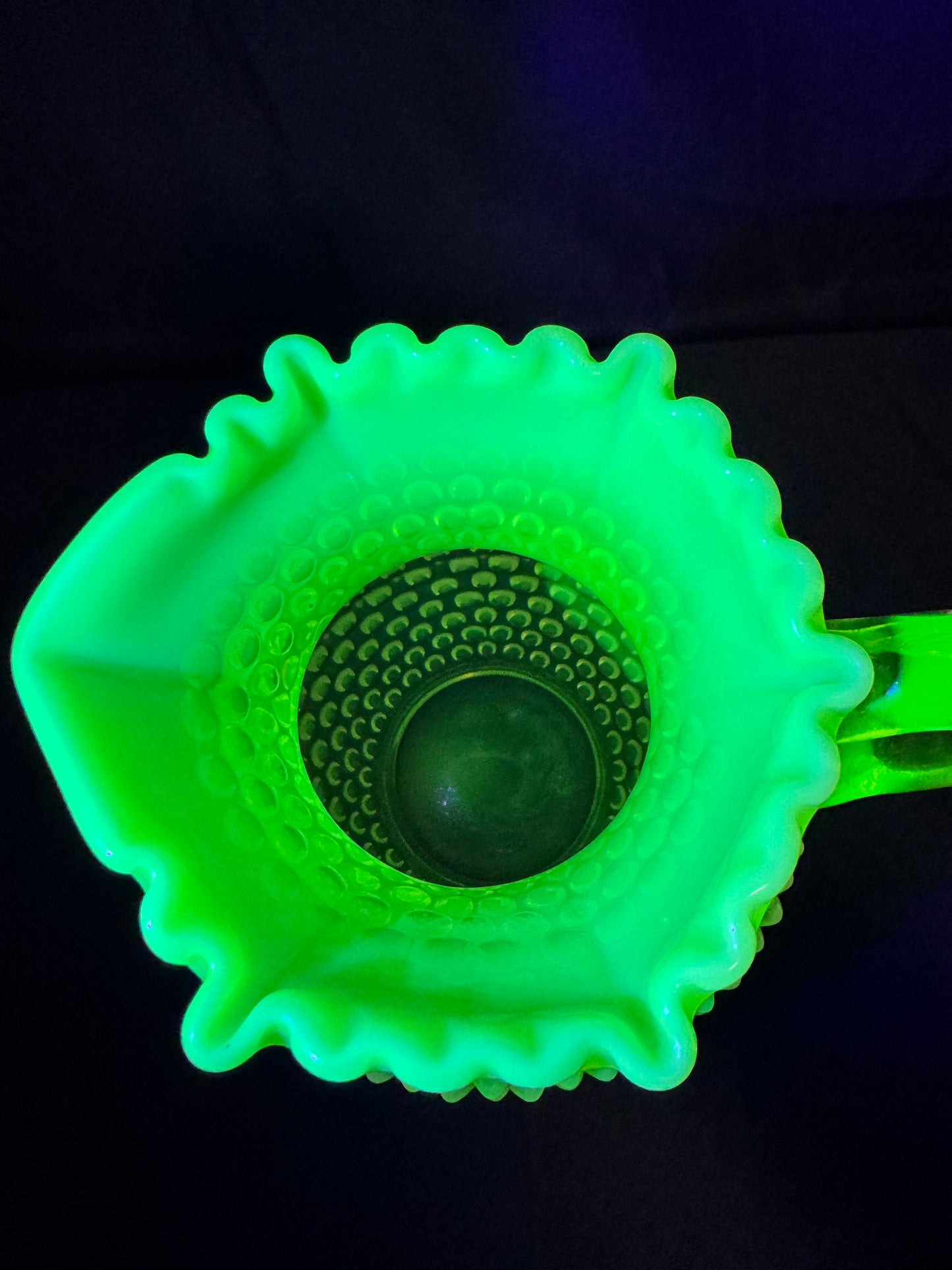 Uranium- Fenton- Hobnail- Pitcher-Topaz Opalescent - no chips no cracks