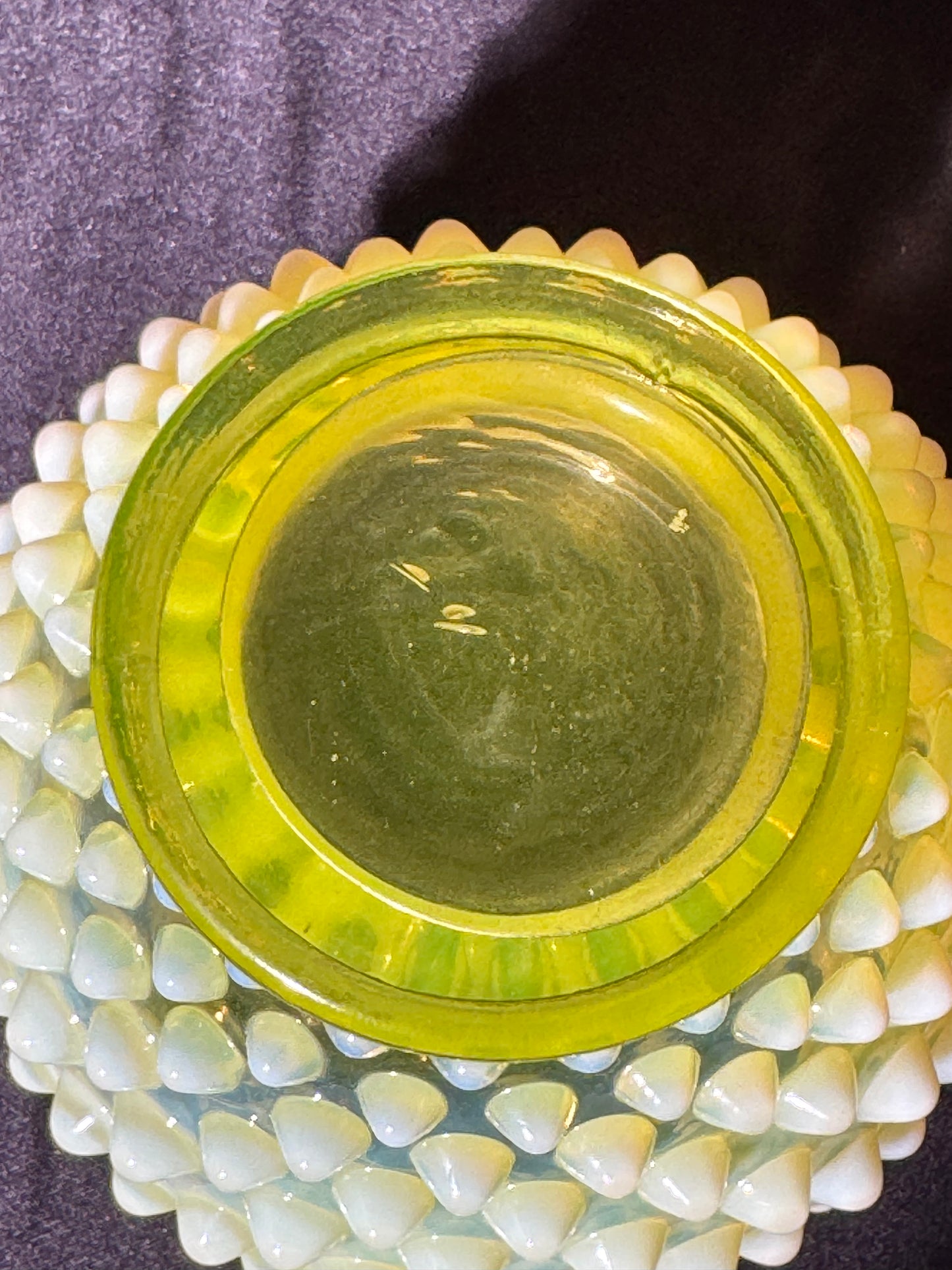 Uranium- Fenton -Hobnail- Rose Bowl- Topaz Opalescent