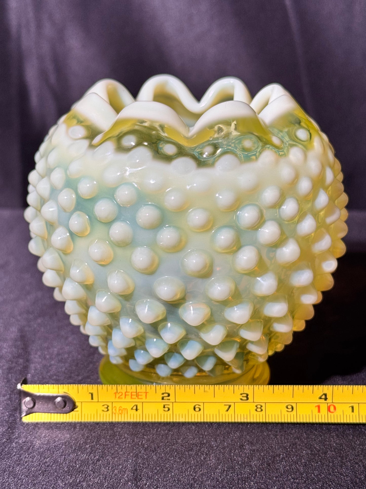 Uranium- Fenton -Hobnail- Rose Bowl- Topaz Opalescent