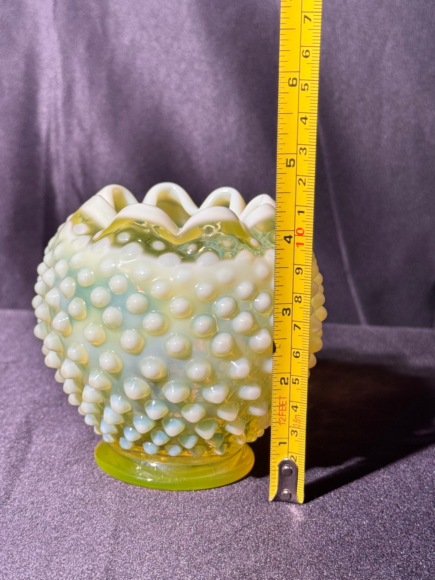 Uranium- Fenton -Hobnail- Rose Bowl- Topaz Opalescent