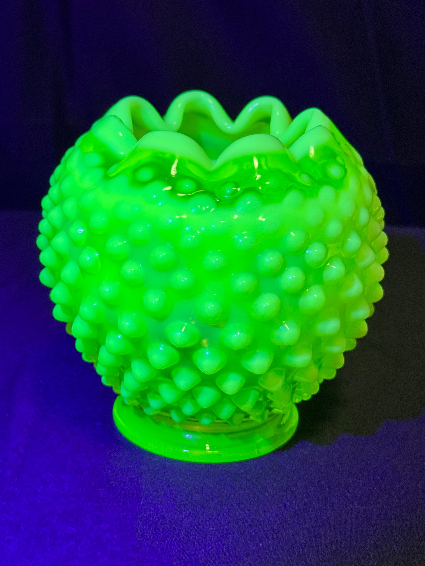 Uranium- Fenton -Hobnail- Rose Bowl- Topaz Opalescent