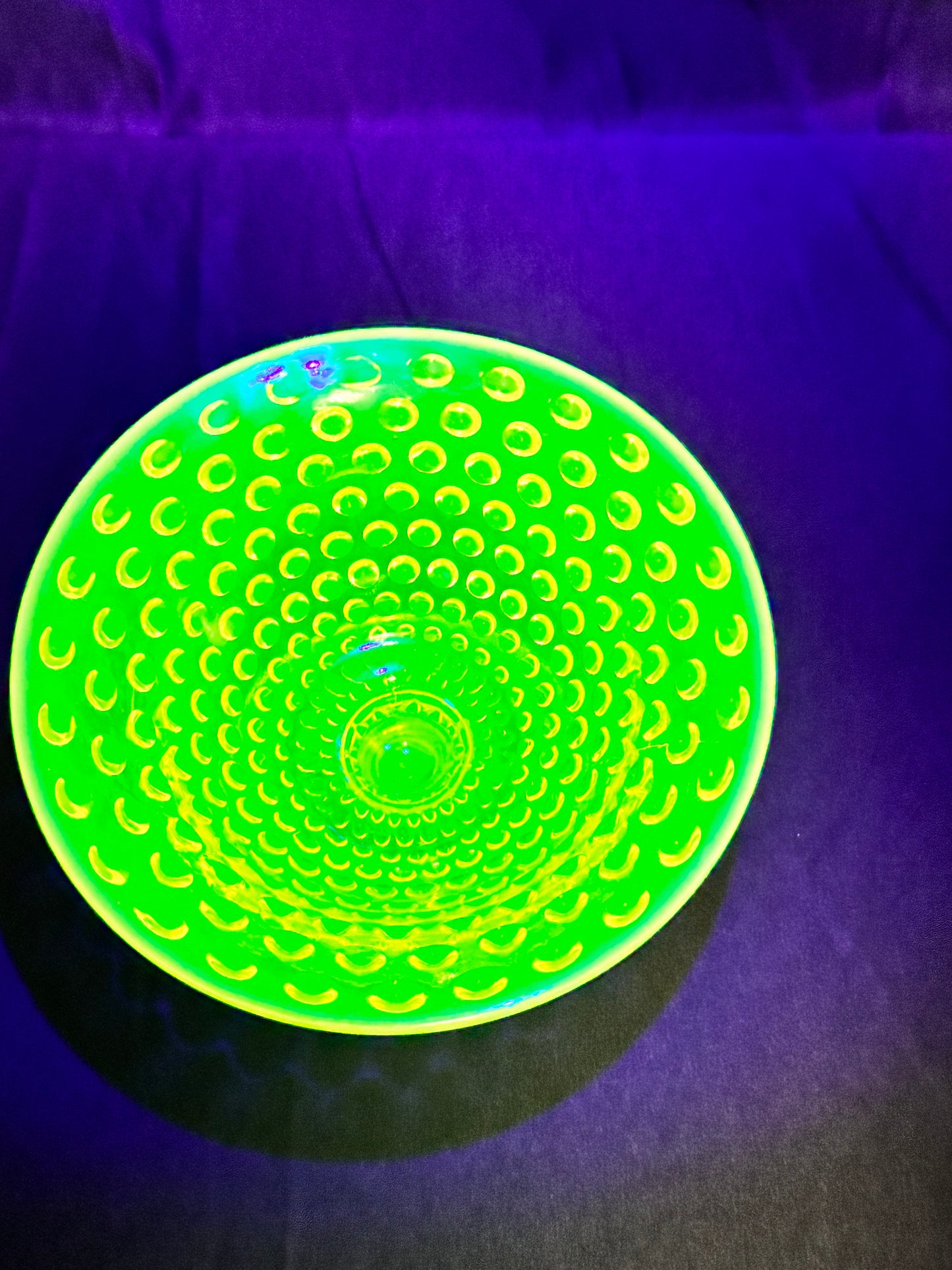Uranium- Fenton -Hobnail- Footed Bowl- Topaz Opalescent
