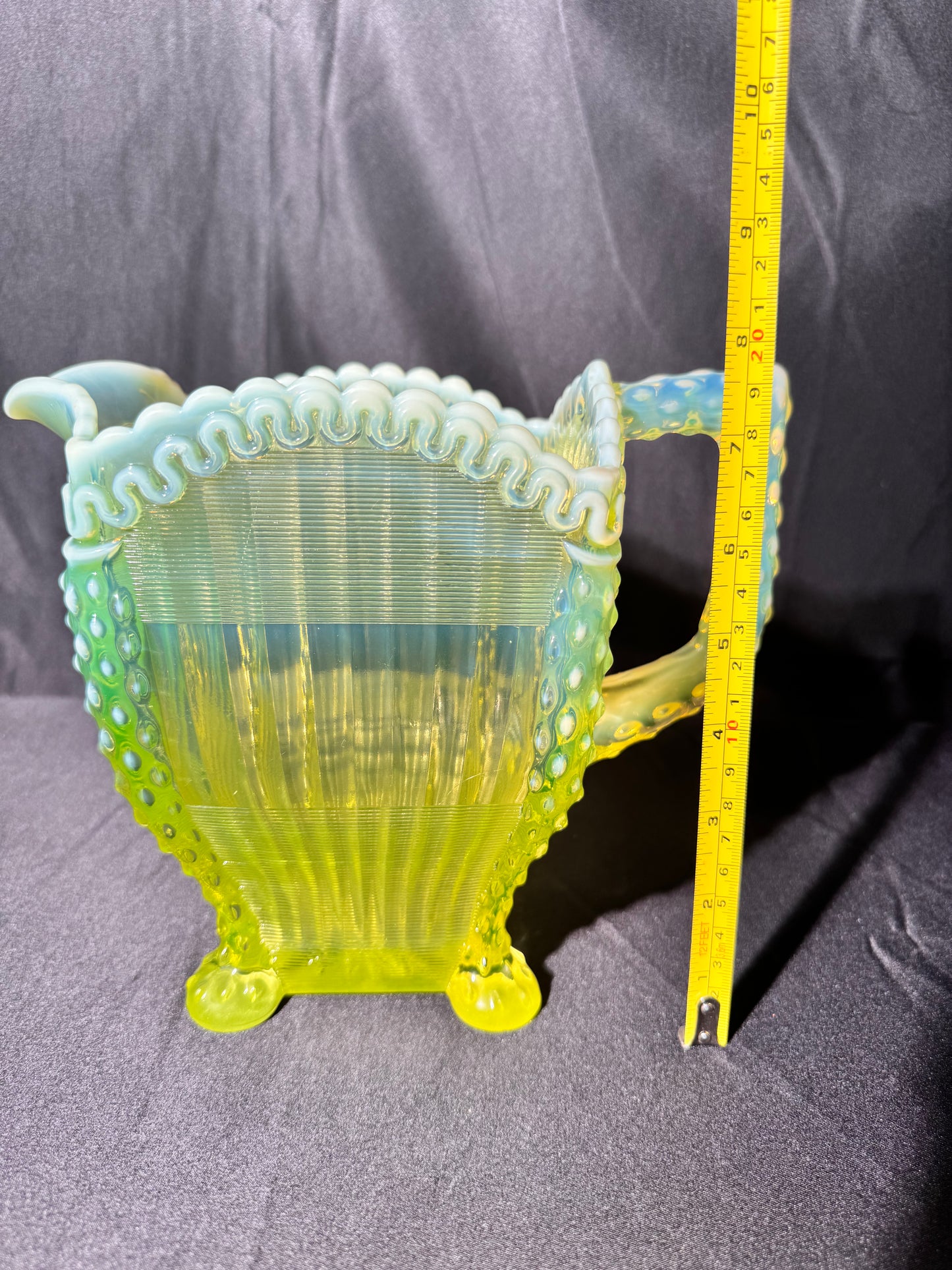 Uranium- Northwood Alaska- Band and Ribbon- Pitcher- Vaseline Opalescent- 1897-1910- “Lions Leg”