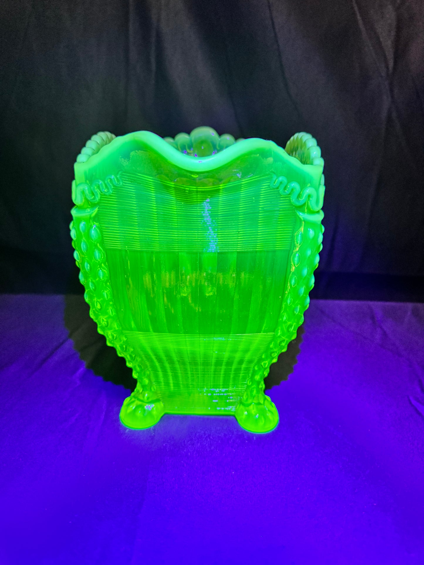Uranium- Northwood Alaska- Band and Ribbon- Pitcher- Vaseline Opalescent- 1897-1910- “Lions Leg”