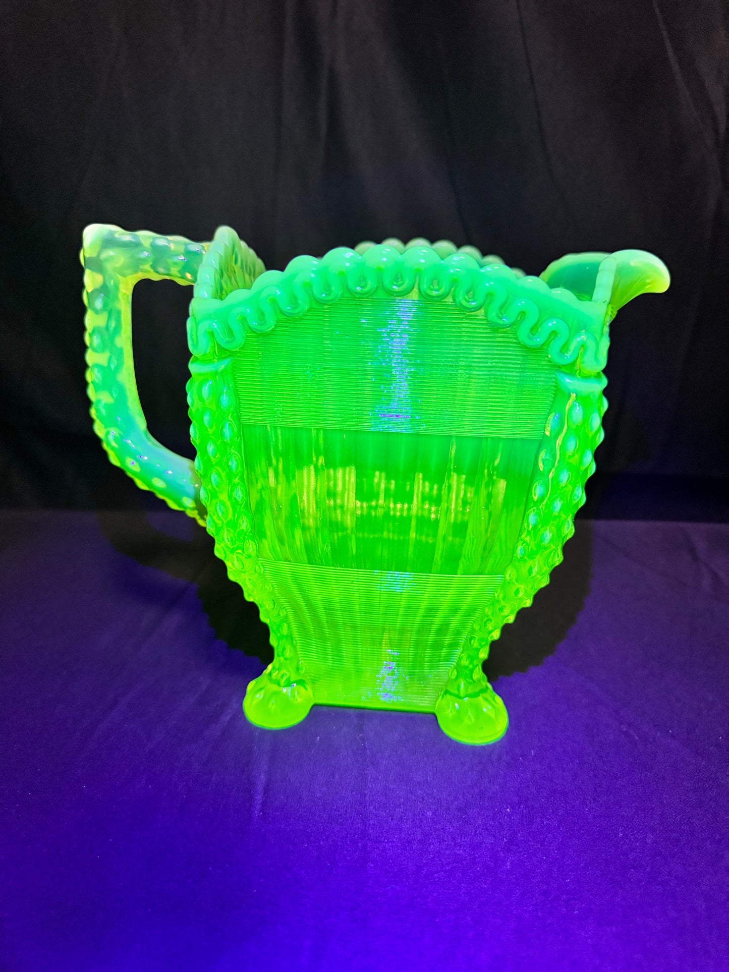 Uranium- Northwood Alaska- Band and Ribbon- Pitcher- Vaseline Opalescent- 1897-1910- “Lions Leg”
