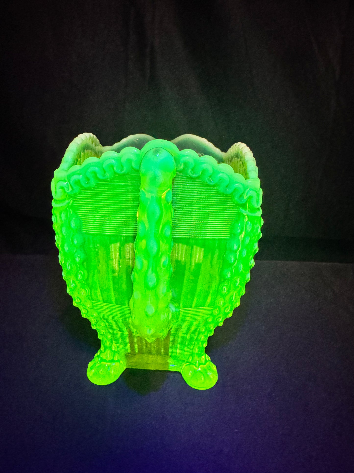 Uranium- Northwood Alaska- Band and Ribbon- Pitcher- Vaseline Opalescent- 1897-1910- “Lions Leg”