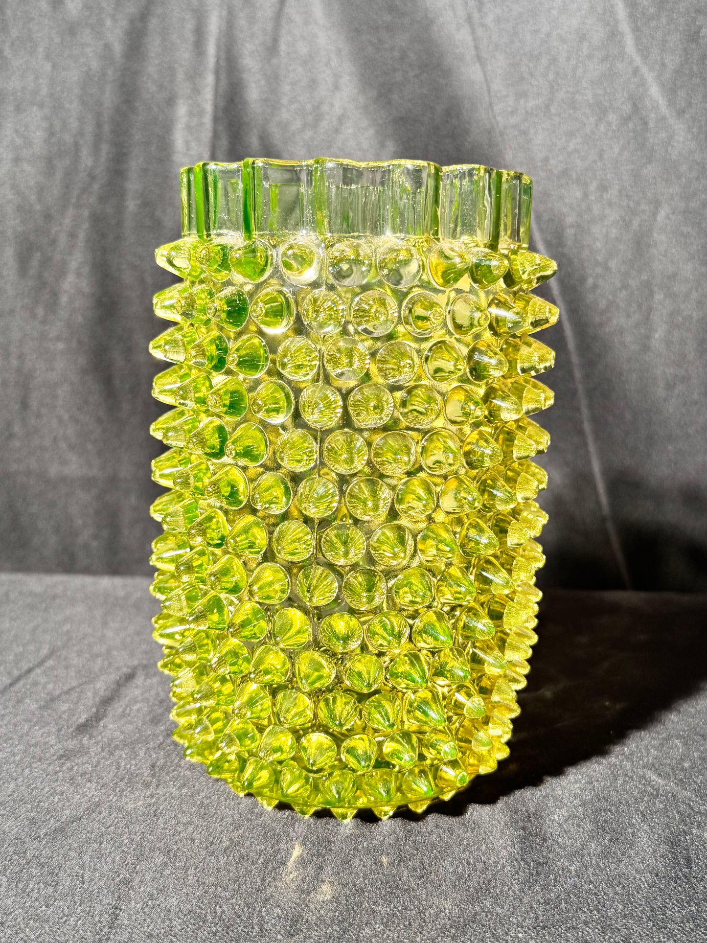 Uranium- Hobbs Brockunier & Co. - Dew Drop hobnail Vase