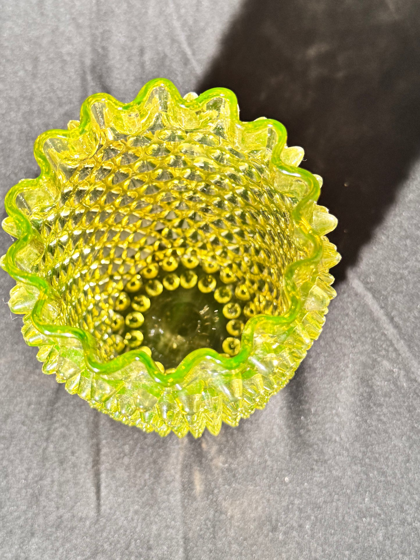 Uranium- Hobbs Brockunier & Co. - Dew Drop hobnail Vase