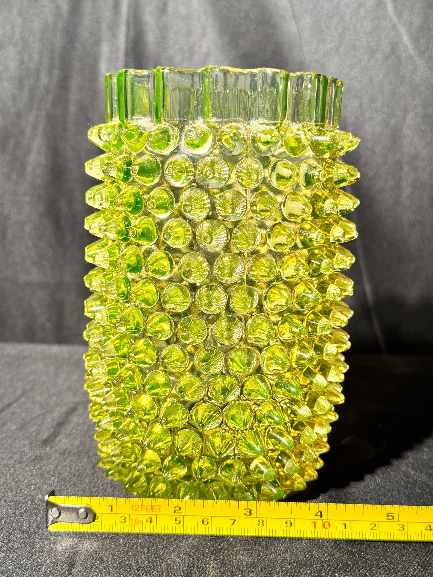 Uranium- Hobbs Brockunier & Co. - Dew Drop hobnail Vase