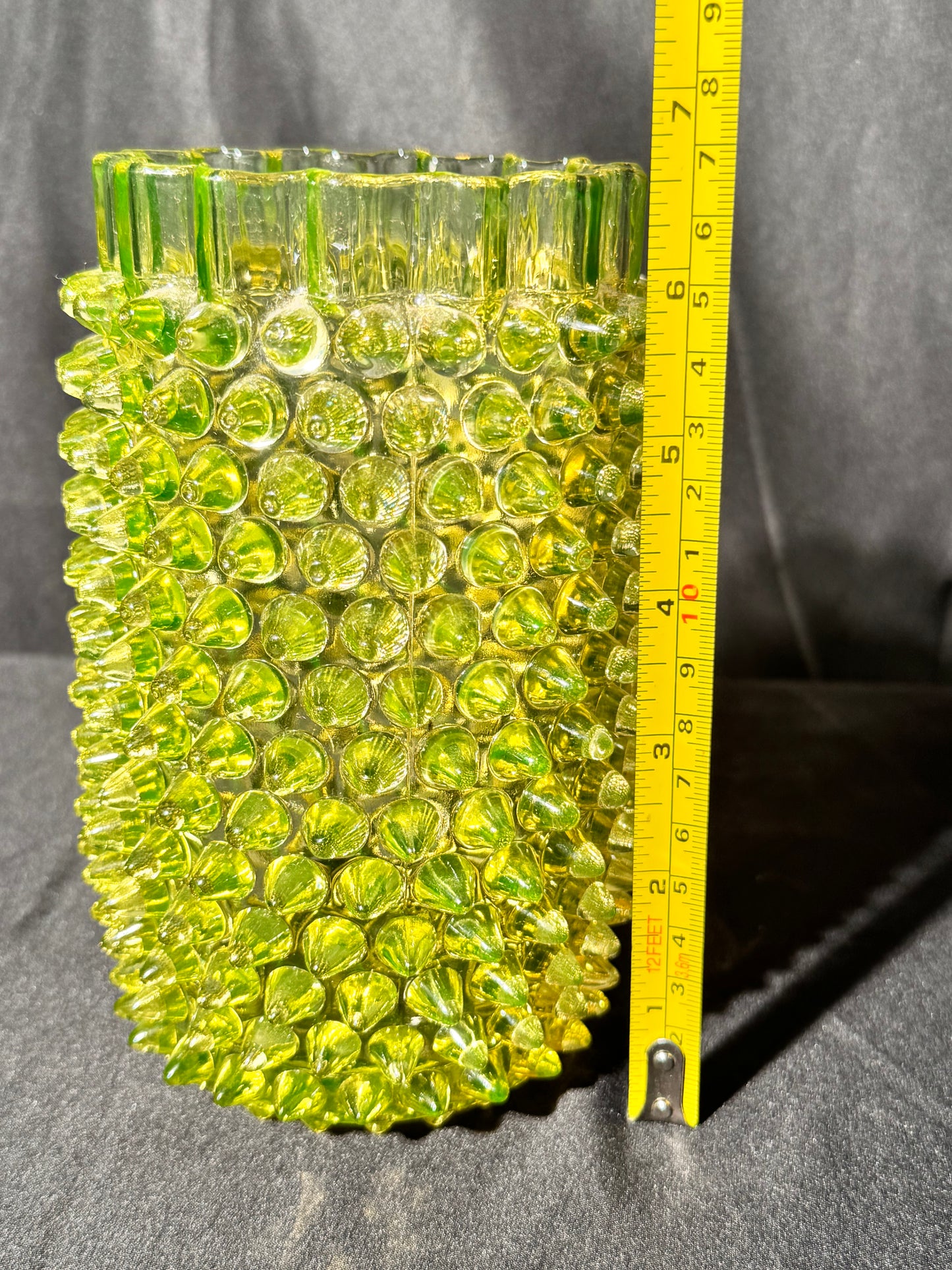 Uranium- Hobbs Brockunier & Co. - Dew Drop hobnail Vase