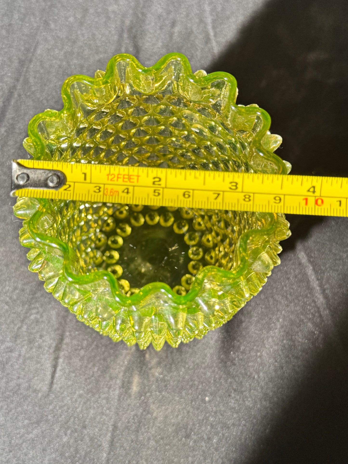 Uranium- Hobbs Brockunier & Co. - Dew Drop hobnail Vase