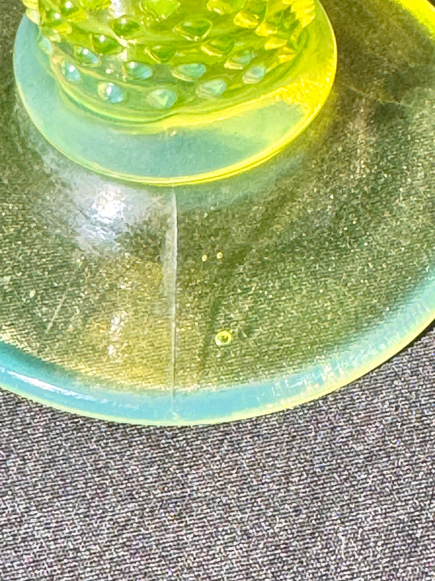 Uranium- Fenton- Hobnail- Flower Vase - Topaz Opalescent