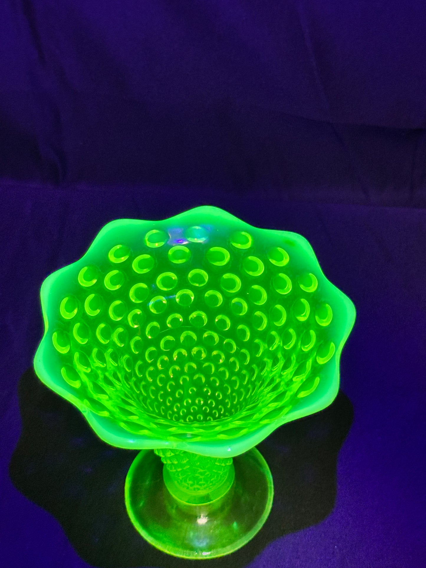 Uranium- Fenton- Hobnail- Flower Vase - Topaz Opalescent