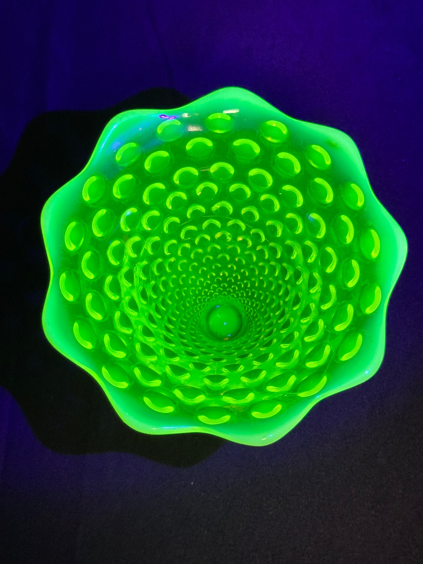Uranium- Fenton- Hobnail- Flower Vase - Topaz Opalescent