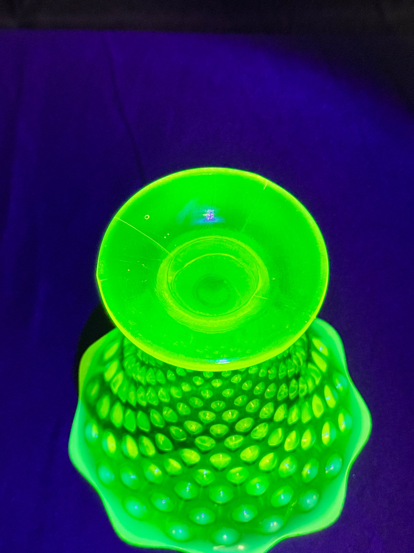 Uranium- Fenton- Hobnail- Flower Vase - Topaz Opalescent