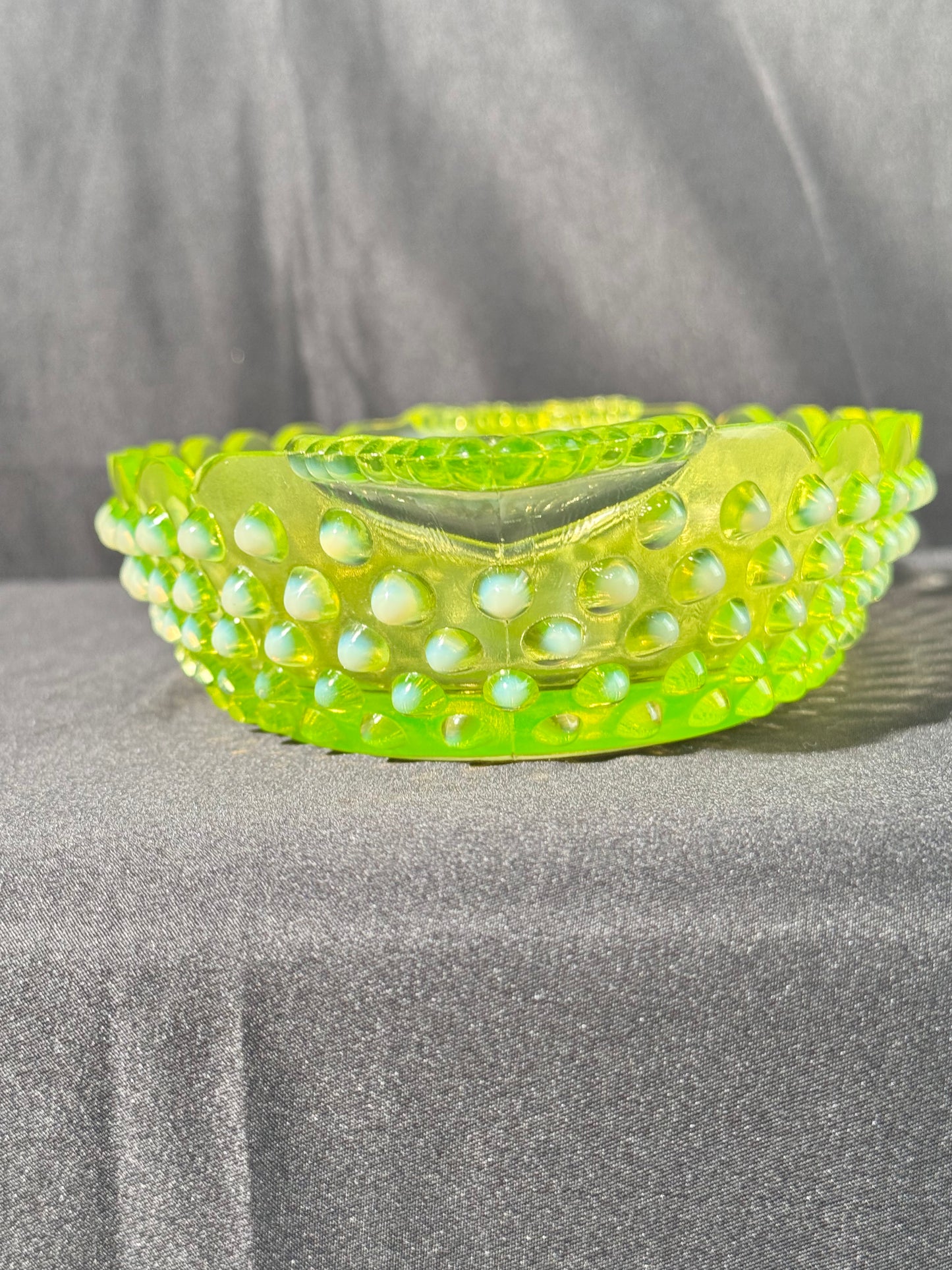 Uranium- Fenton- Hobnail- Oval Serving Dish- Topaz Opalescent