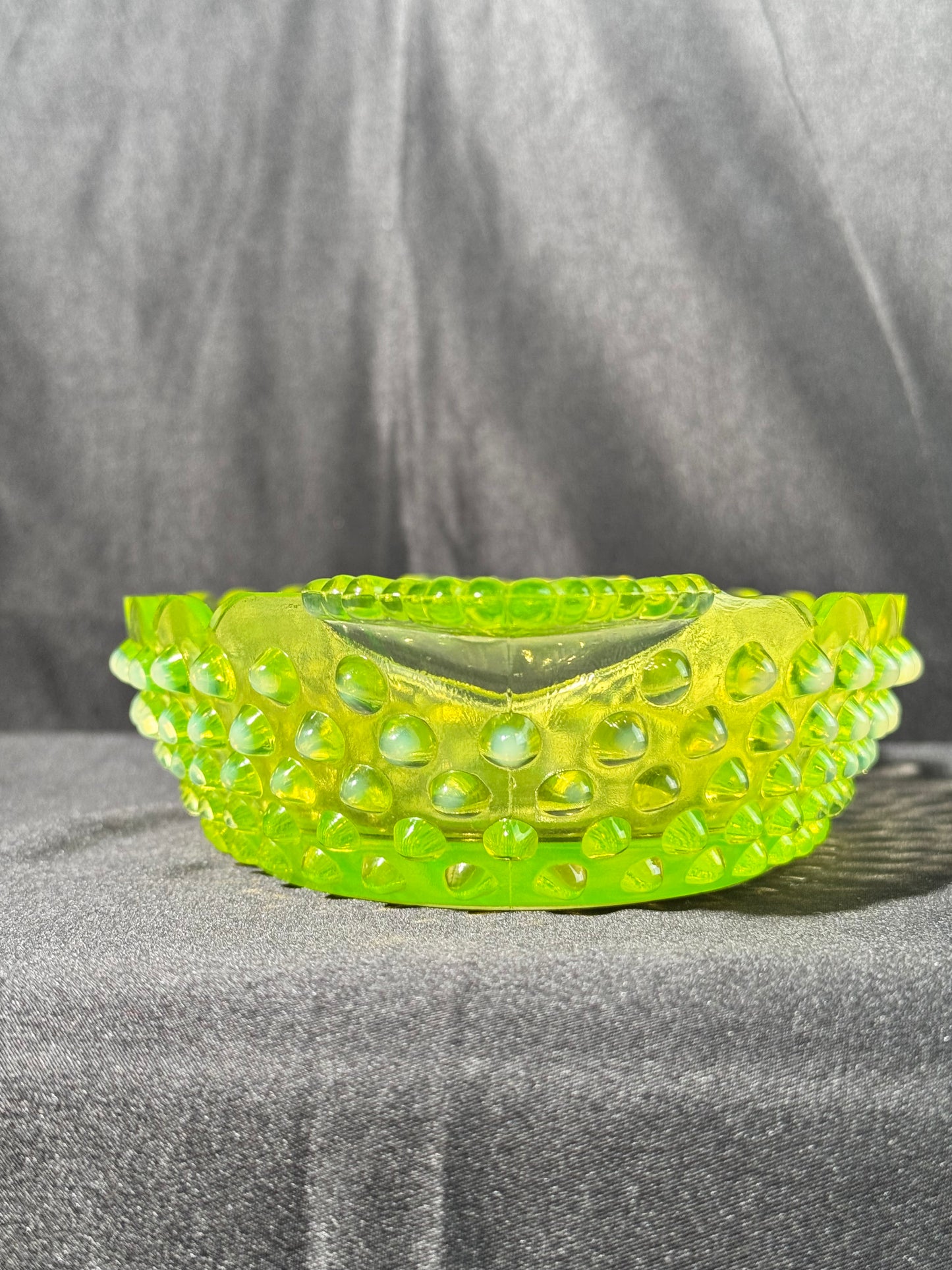 Uranium- Fenton- Hobnail- Oval Serving Dish- Topaz Opalescent