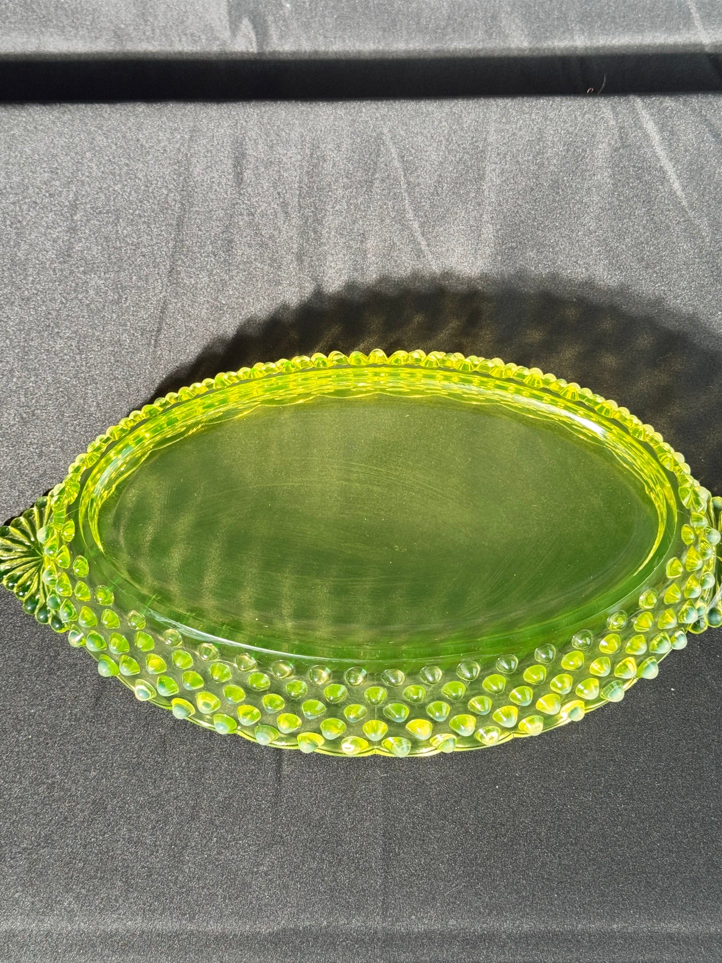 Uranium- Fenton- Hobnail- Oval Serving Dish- Topaz Opalescent