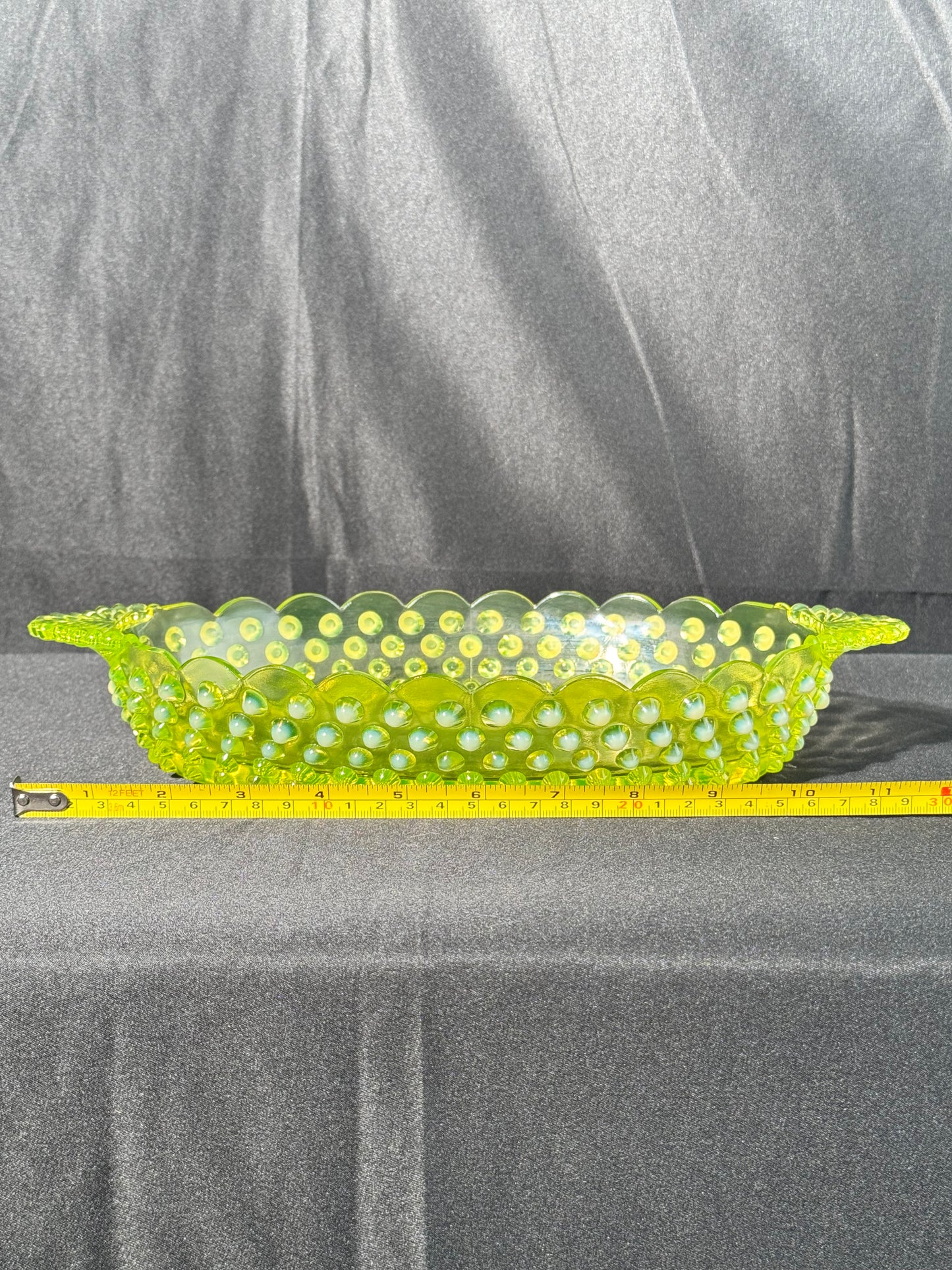Uranium- Fenton- Hobnail- Oval Serving Dish- Topaz Opalescent