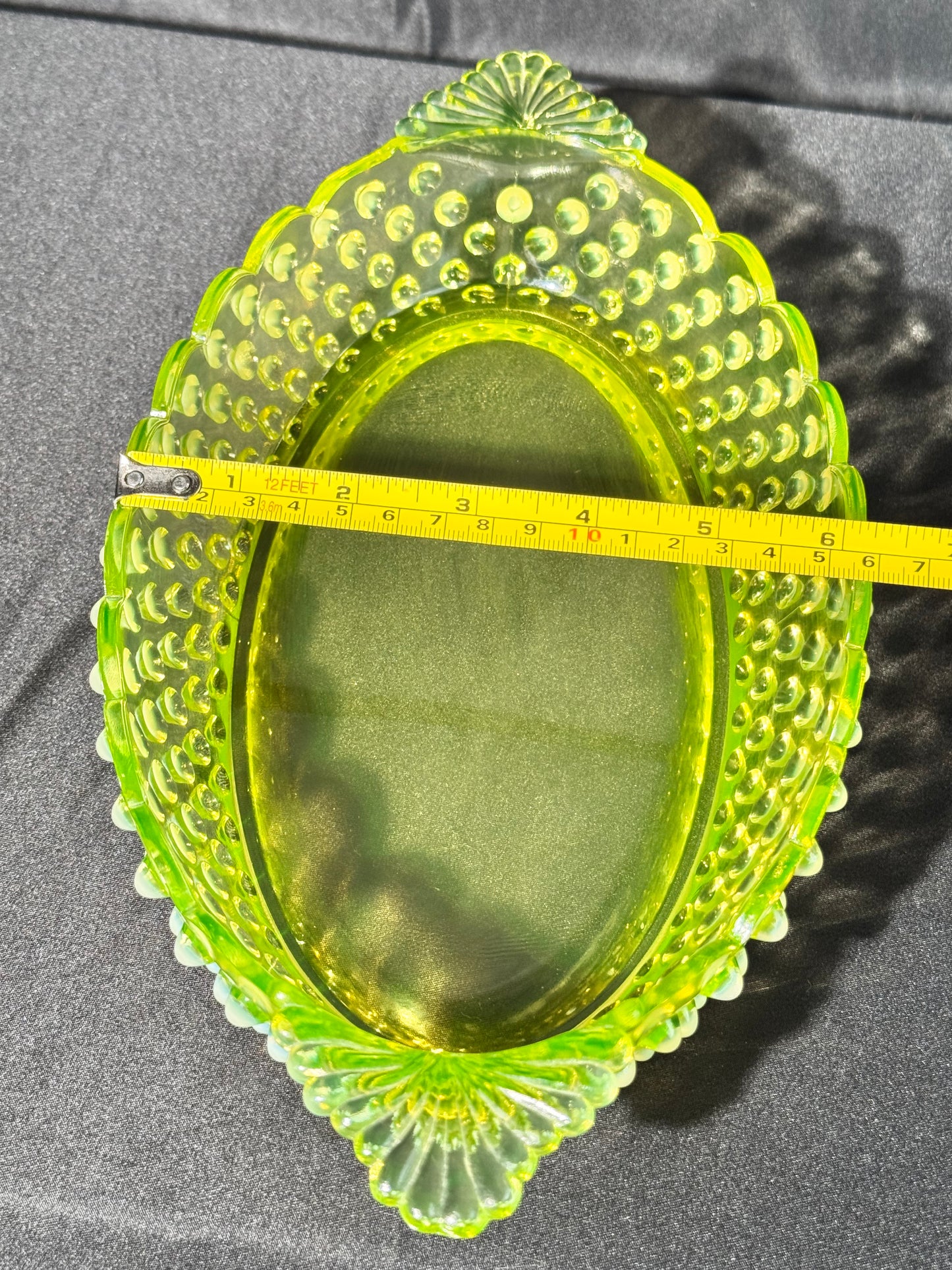 Uranium- Fenton- Hobnail- Oval Serving Dish- Topaz Opalescent