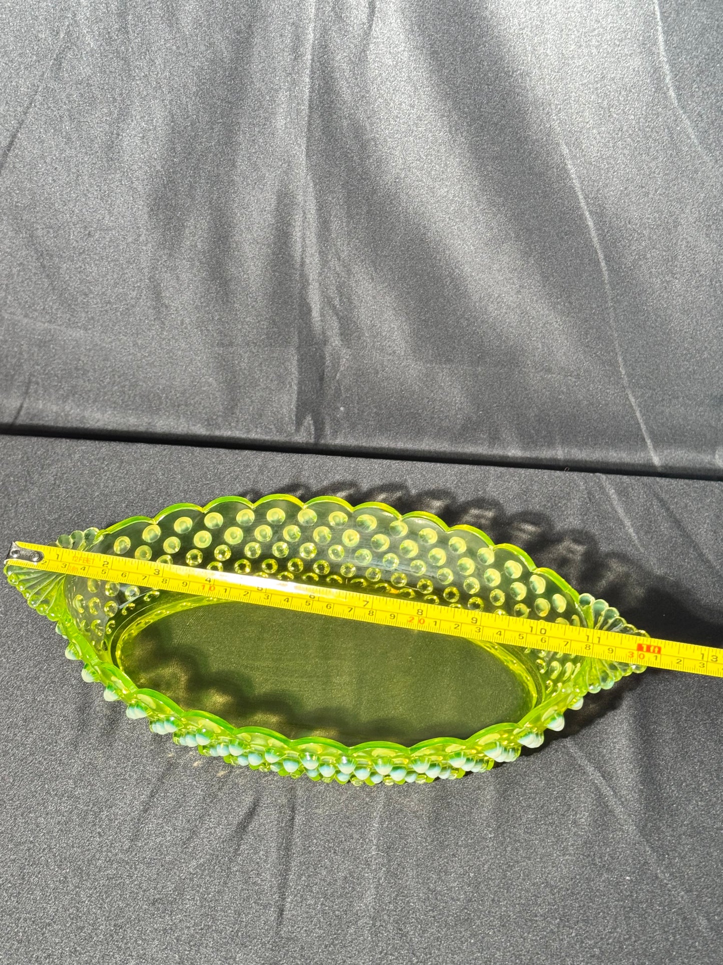 Uranium- Fenton- Hobnail- Oval Serving Dish- Topaz Opalescent