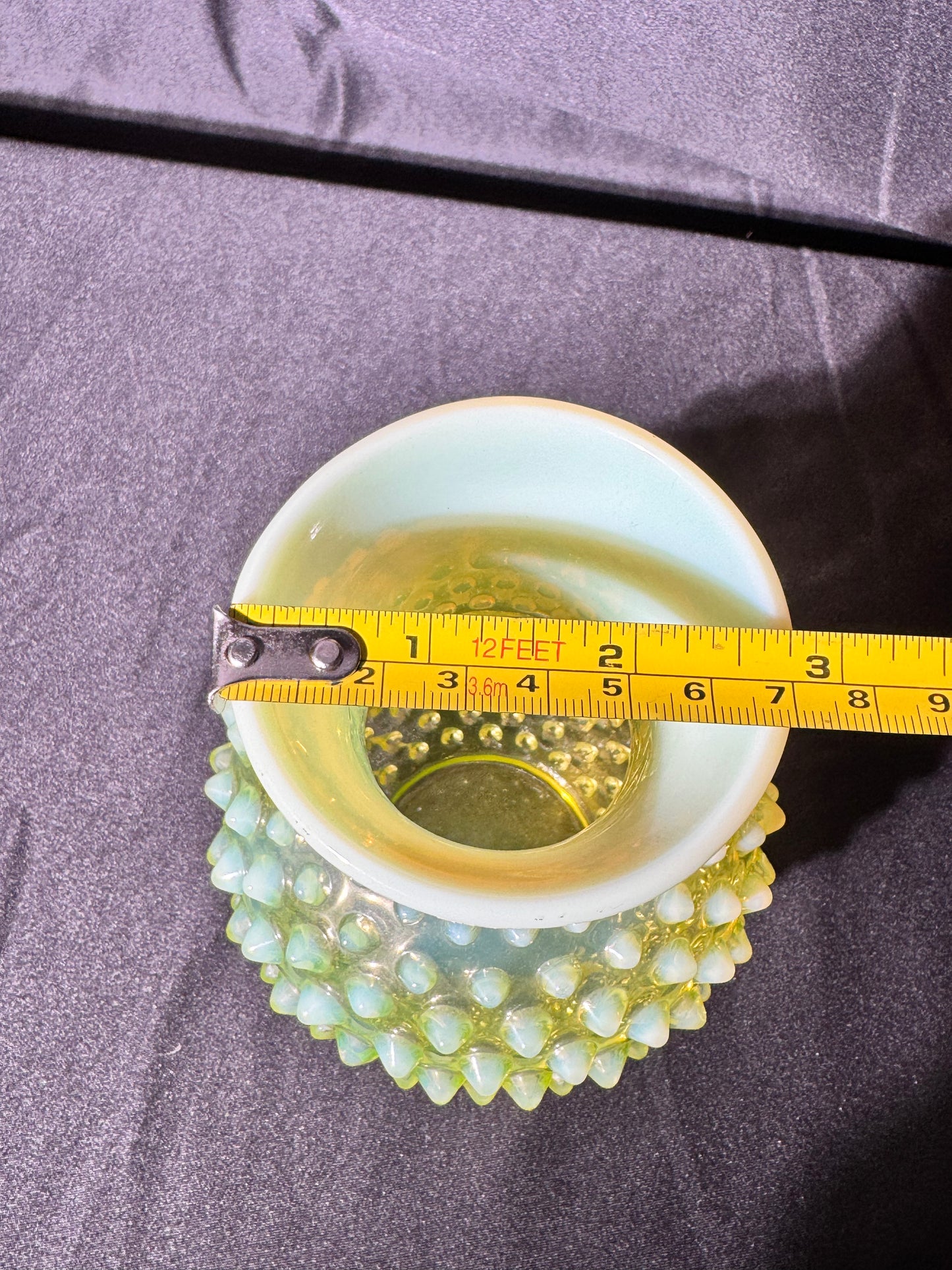 Uranium- Fenton- hobnail- flower Vase- topaz opalescent