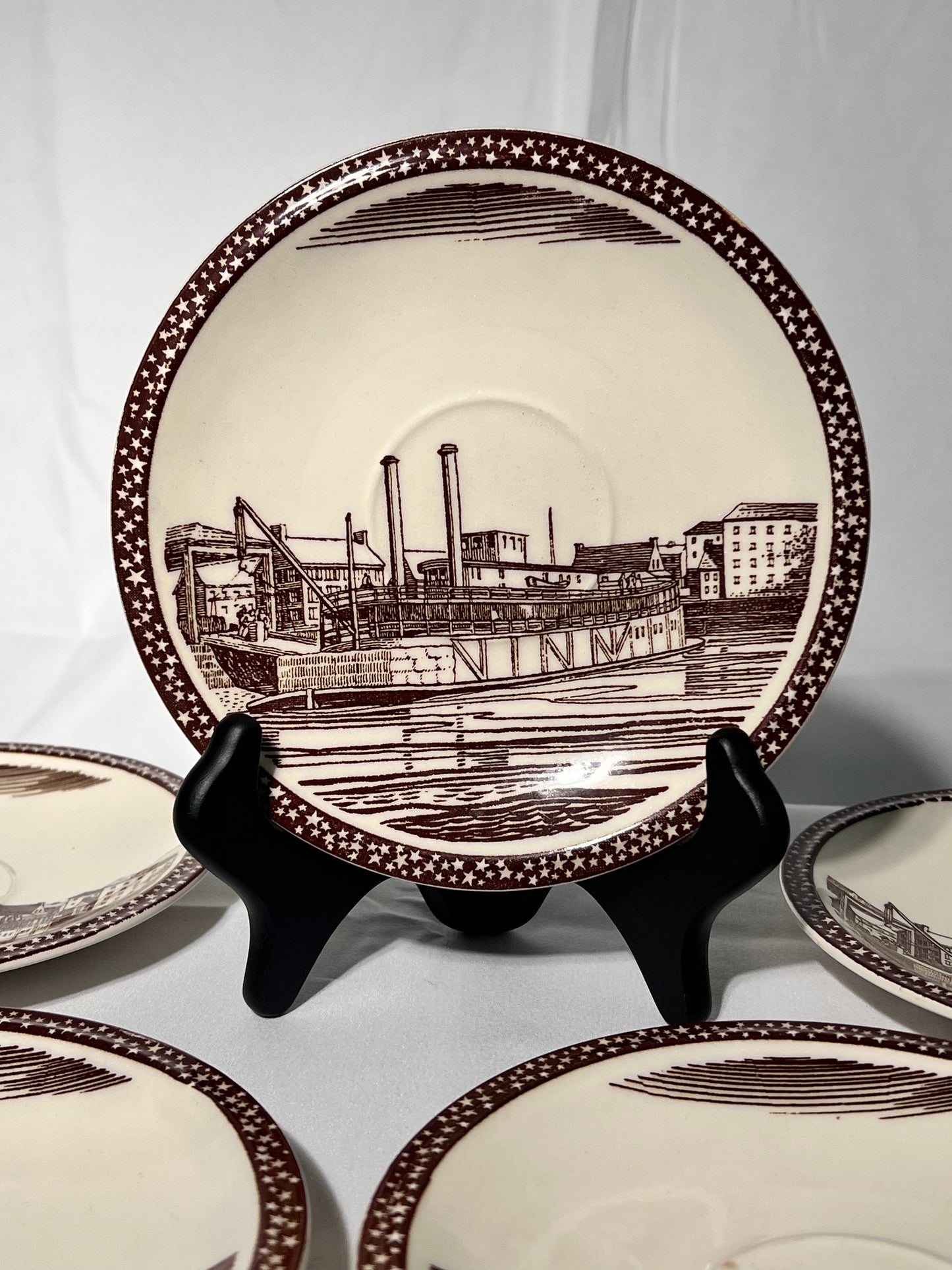 “Our America” Rockwell Kent Vernon Kilns- Mississippi River - set of 5 - 6 1/2” tea plates