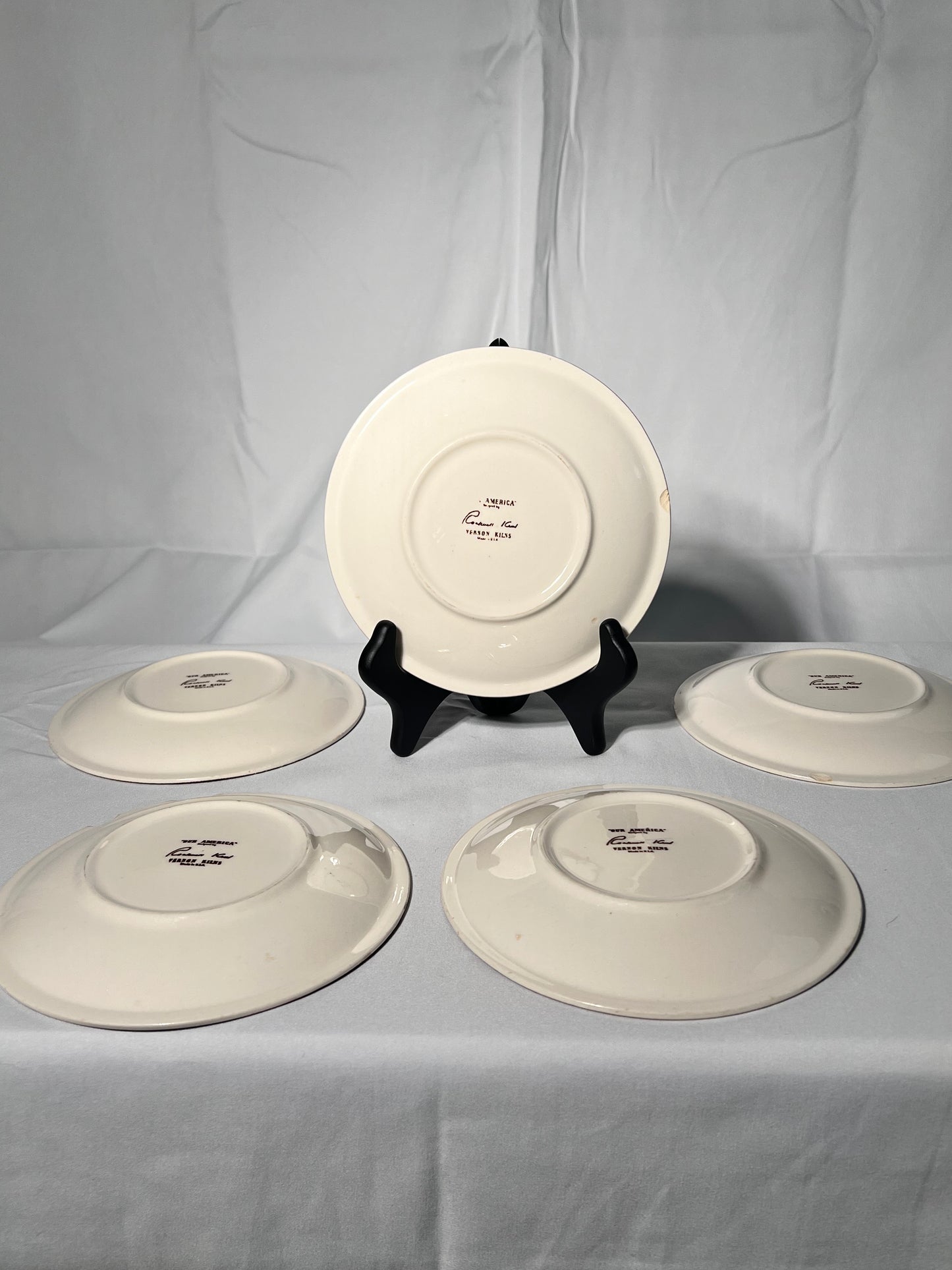 “Our America” Rockwell Kent Vernon Kilns- Mississippi River - set of 5 - 6 1/2” tea plates