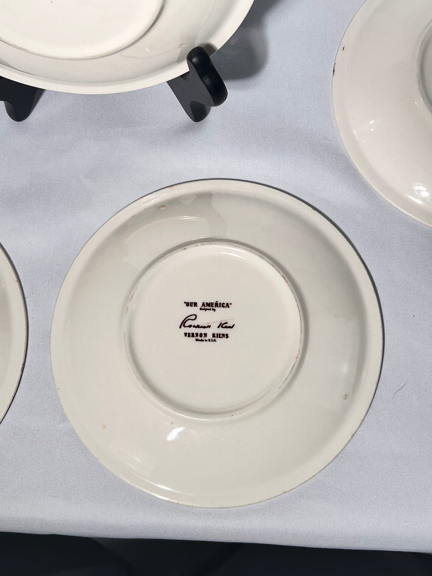 “Our America” Rockwell Kent Vernon Kilns- Mississippi River - set of 5 - 6 1/2” tea plates