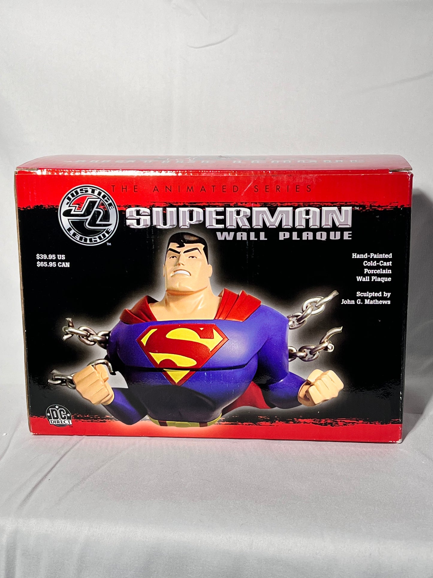 Superman - Wall Plaque - The Animated Series- Justice League- DC Direct-sculpted by John G Matthews and measures approximately 5 inches tall 7 inches wide 2 inches deep