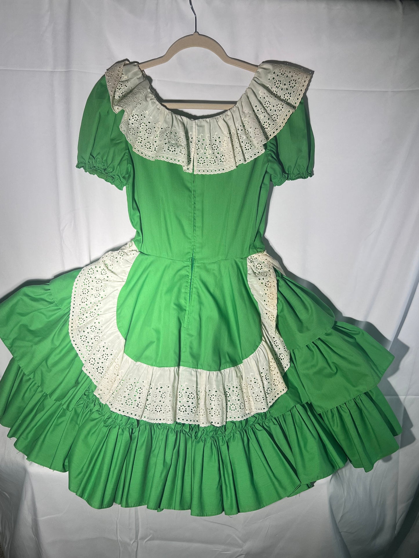Vintage Square Dancing Dress -Green and white - no tags -handmade women’s dress