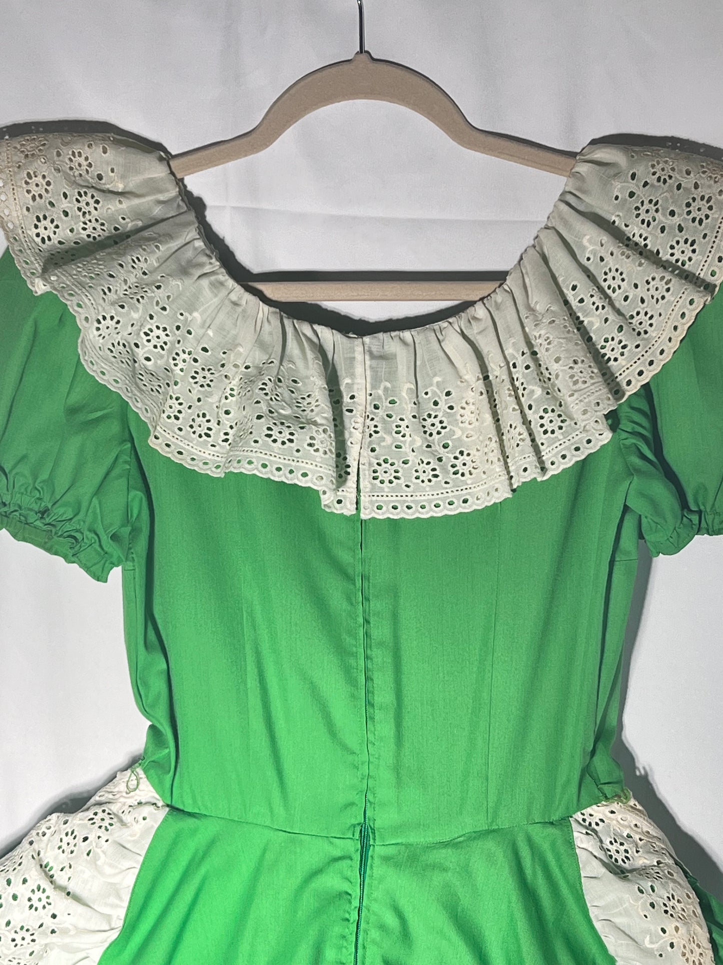 Vintage Square Dancing Dress -Green and white - no tags -handmade women’s dress