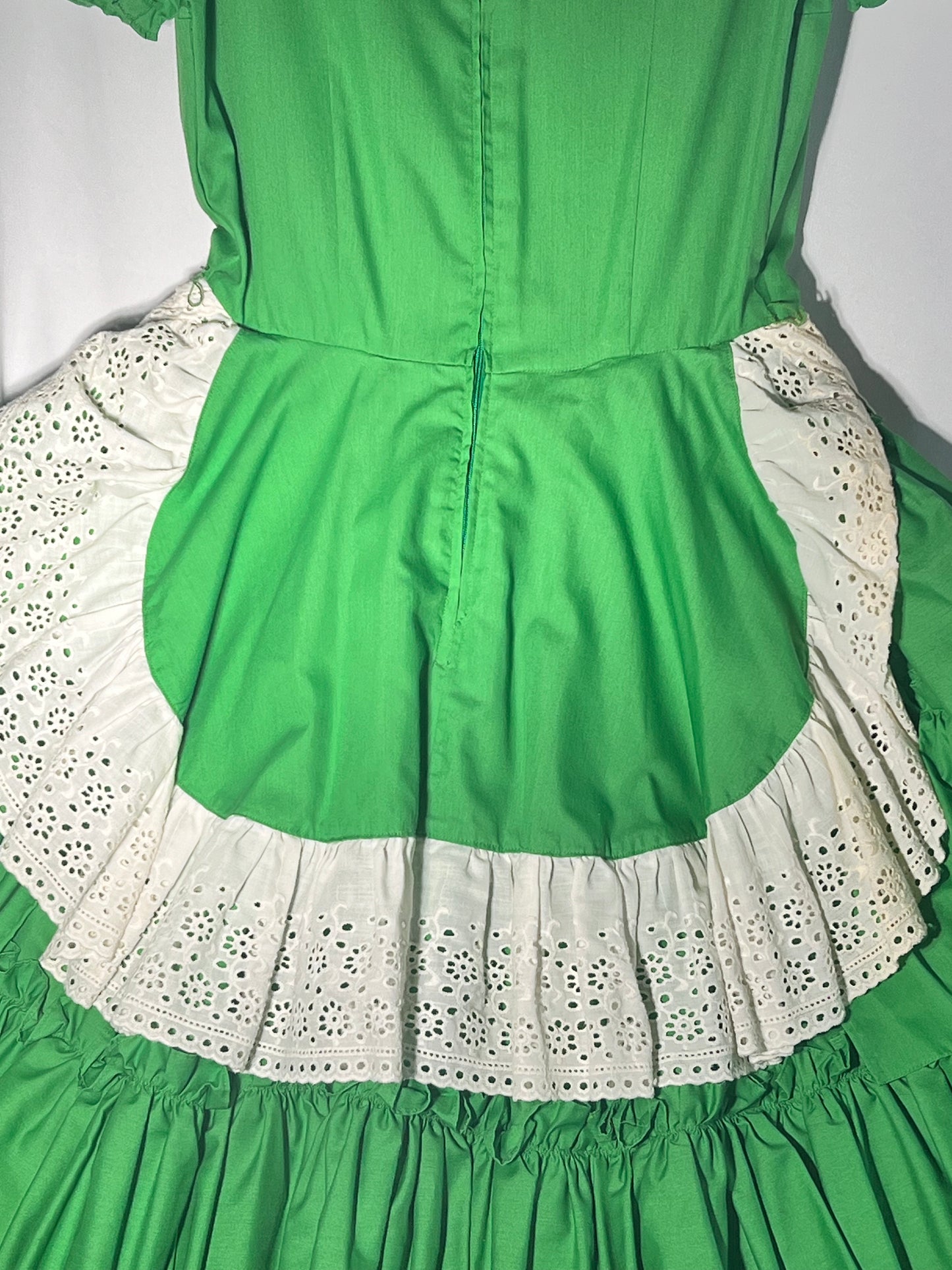 Vintage Square Dancing Dress -Green and white - no tags -handmade women’s dress